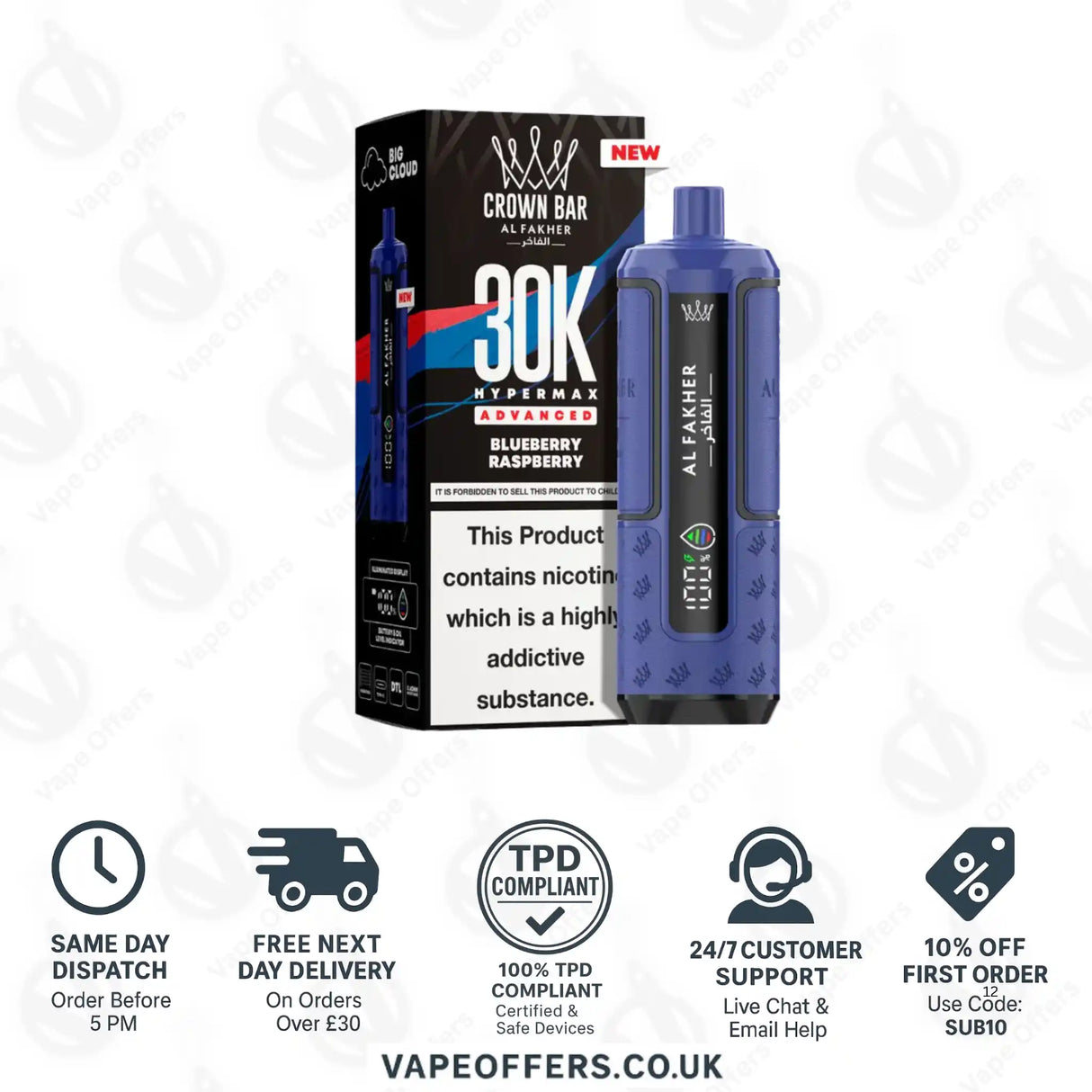 Al Fakher 30K Hypermax Vape Kit Blueberry Raspberry