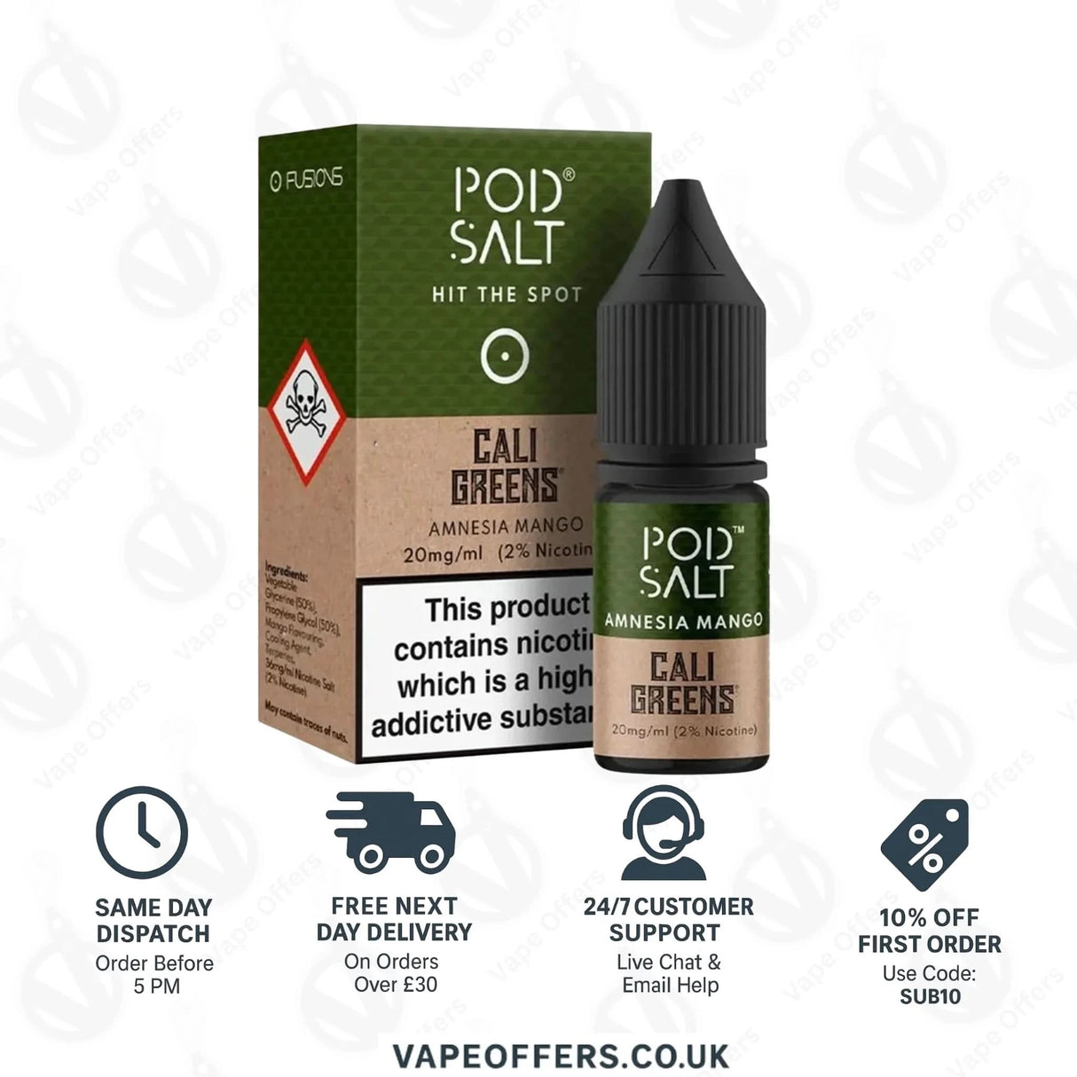 Amnesia Mango Nic Salt 20mg E Liquid By Pod Salt | Buy 2 Get 1 free
