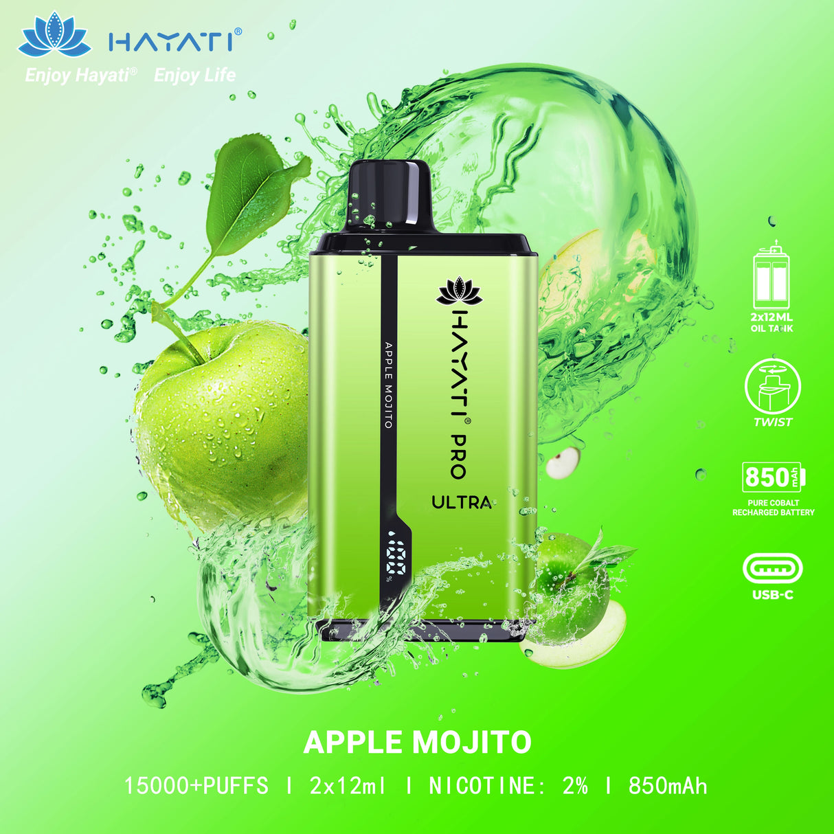 Apple Mojito - Hayati Pro Ultra 15000 Puffs Vape