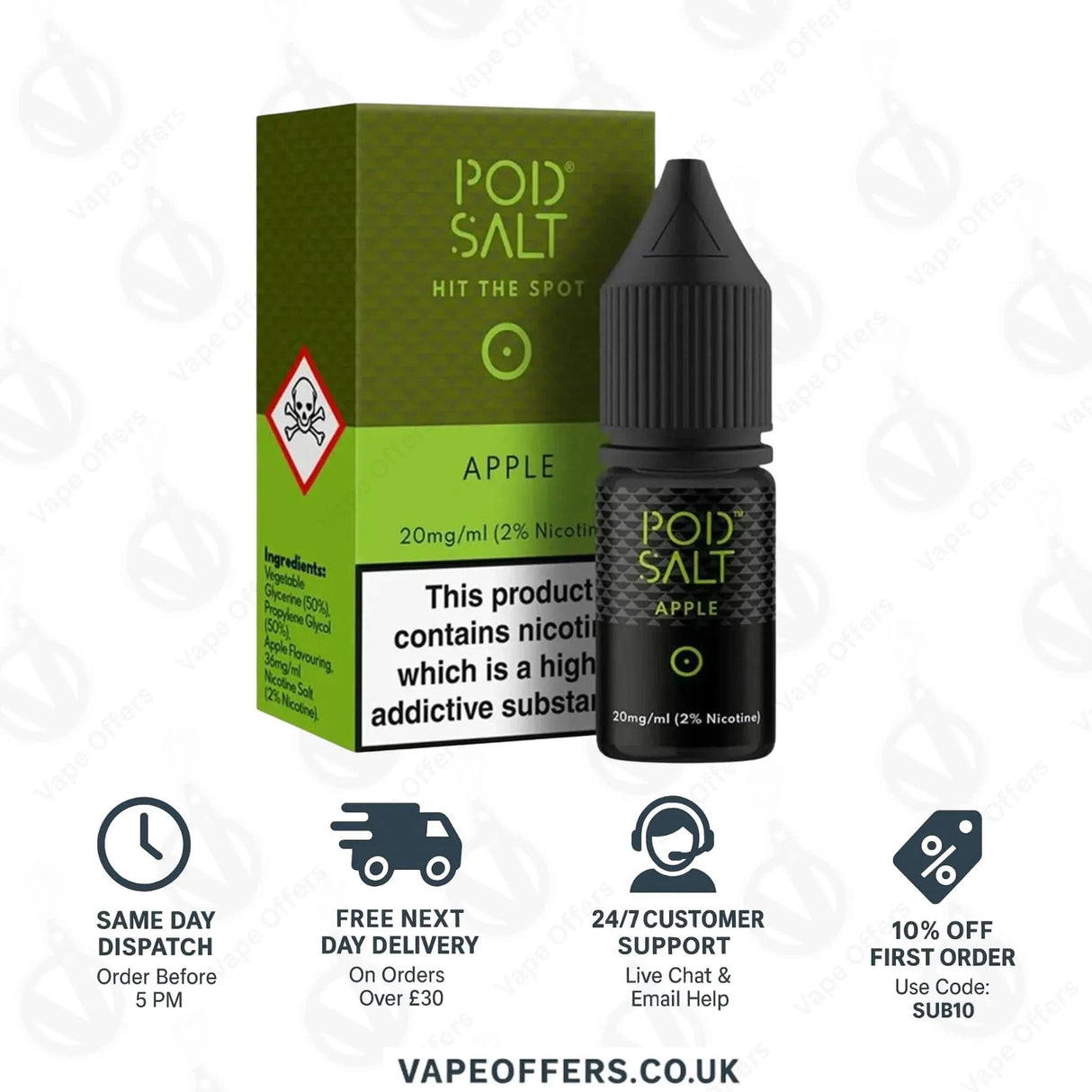 Apple Nic Salt 20mg E-Liquid By Pod Salt | Buy 2 Get 1 free