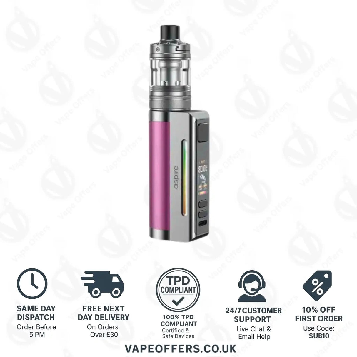 Aspire Zelos M80 Kit Pink Silver