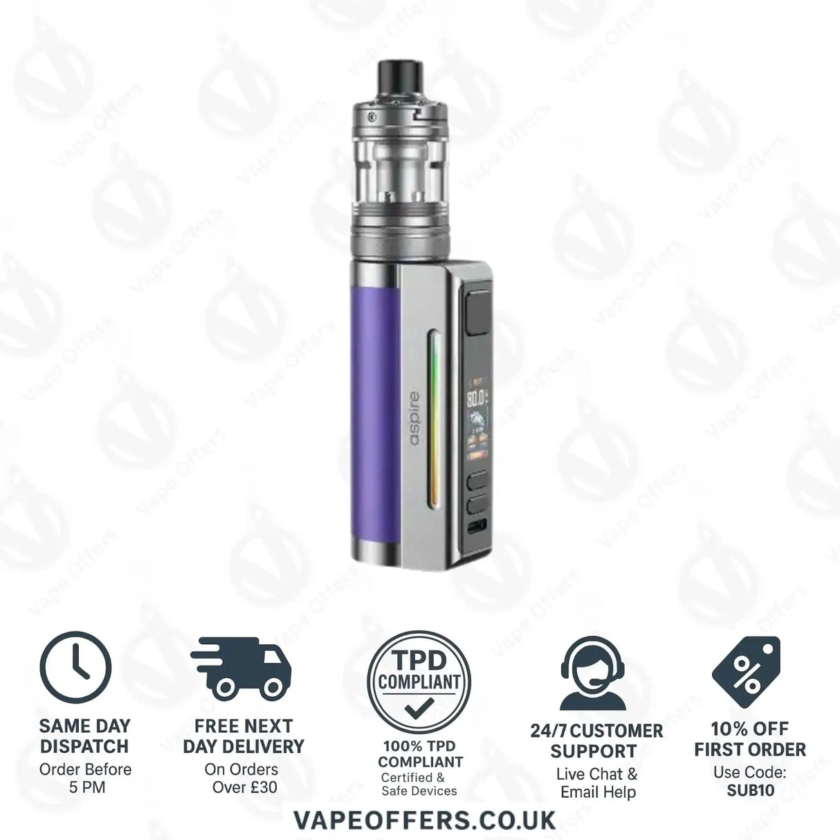 Aspire Zelos M80 Kit Purple Silver