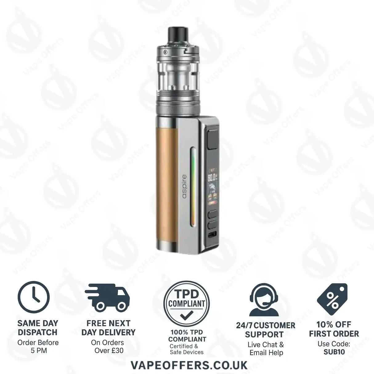 Aspire Zelos M80 Kit Silver Gold