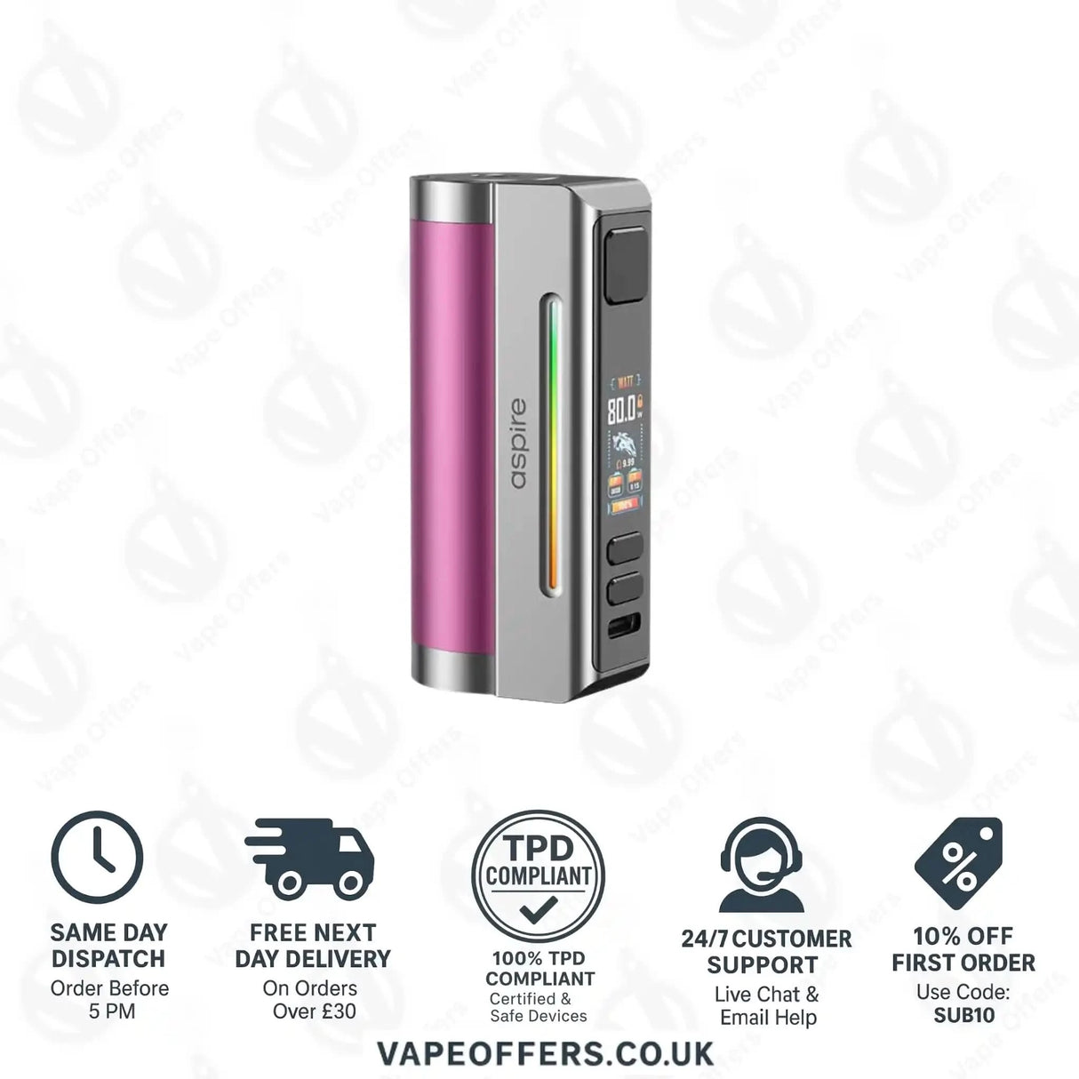 Aspire Zelos M80 Mod Pink Silver