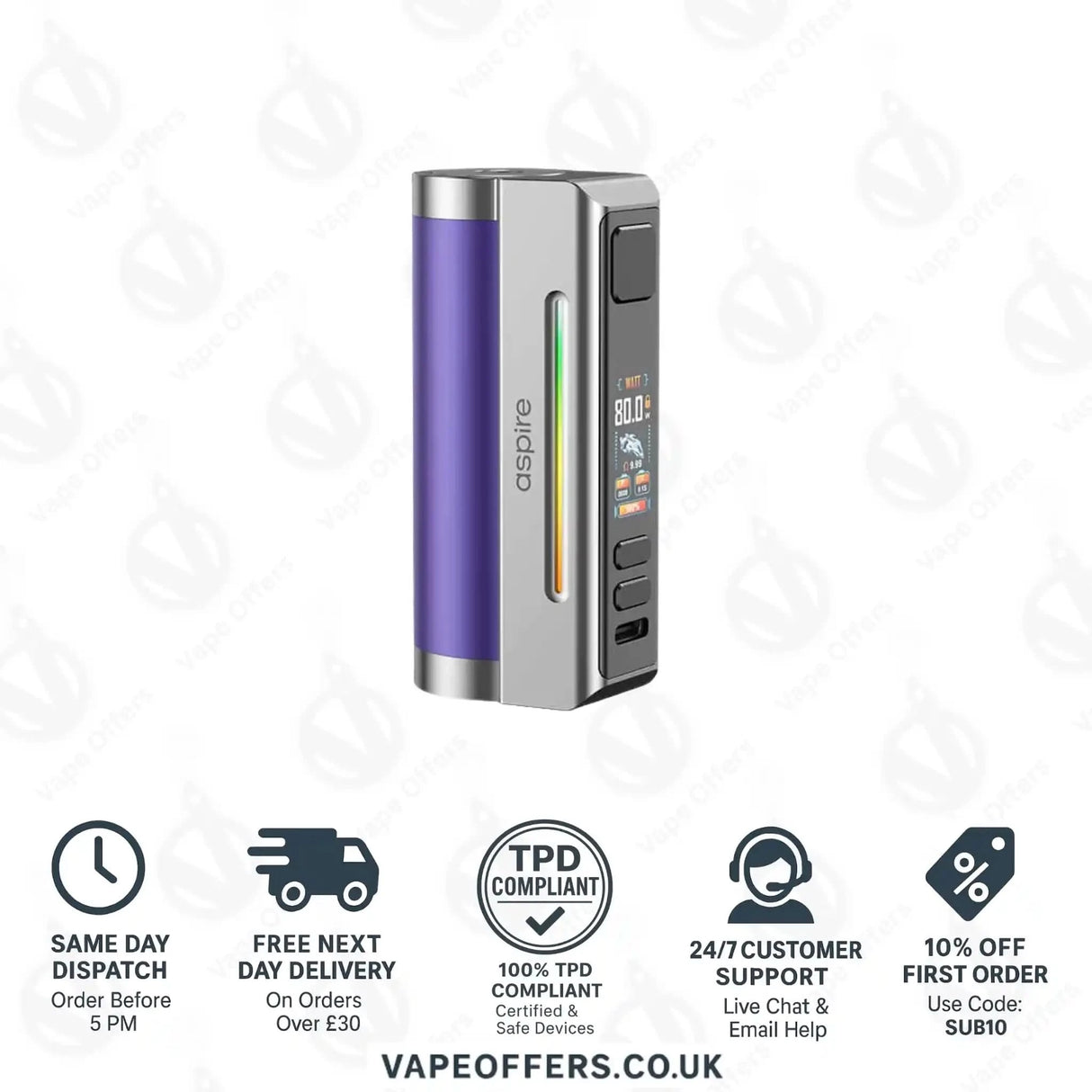 Aspire Zelos M80 Mod Purple Silver