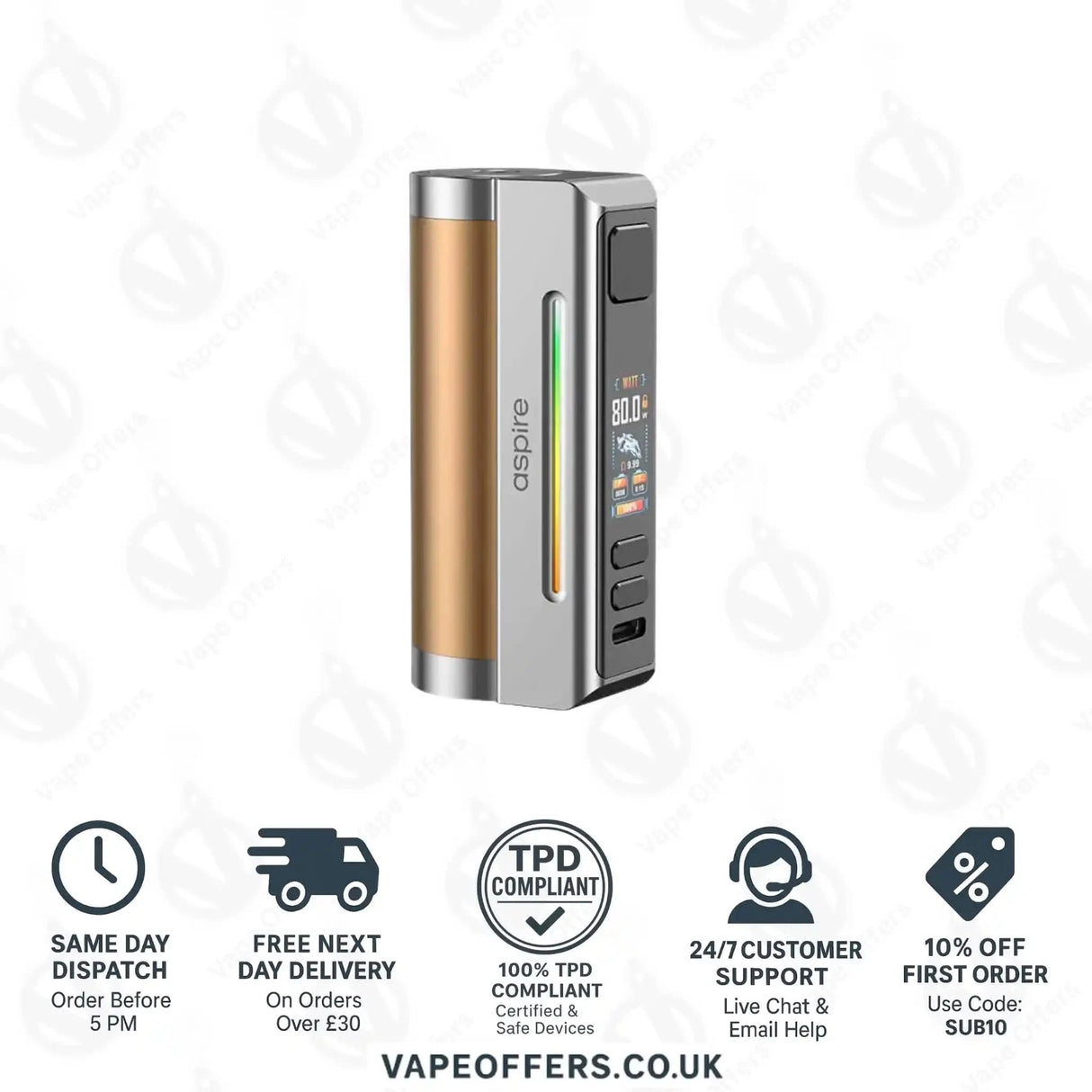 Aspire Zelos M80 Mod Silver Gold