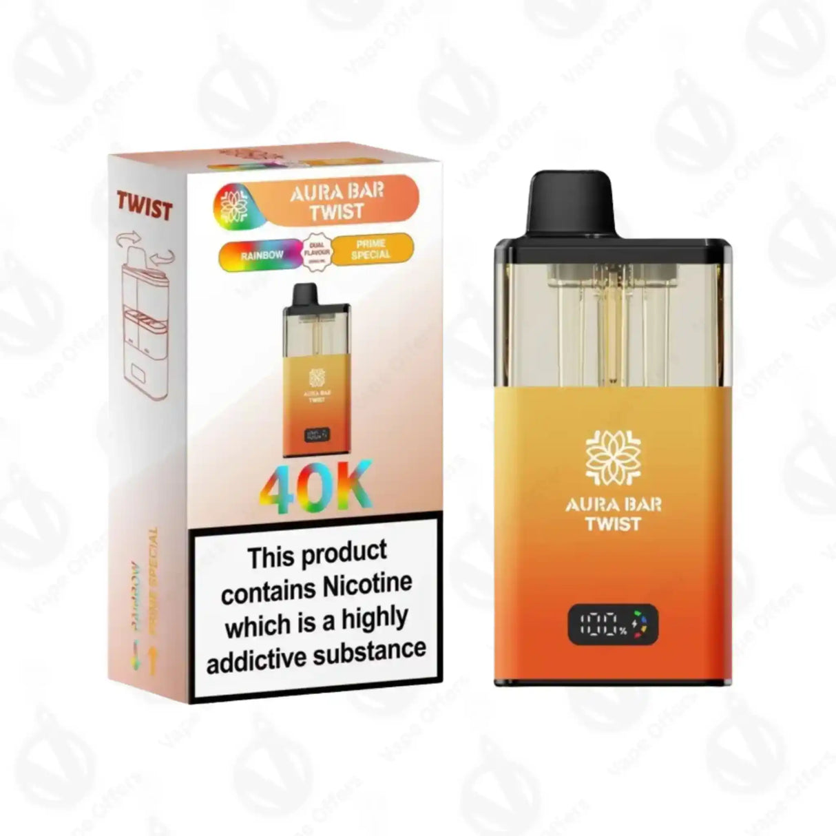 Aura Bar Twist 40K Puffs Rainbow and Prime Special Prefilled Vape Kit