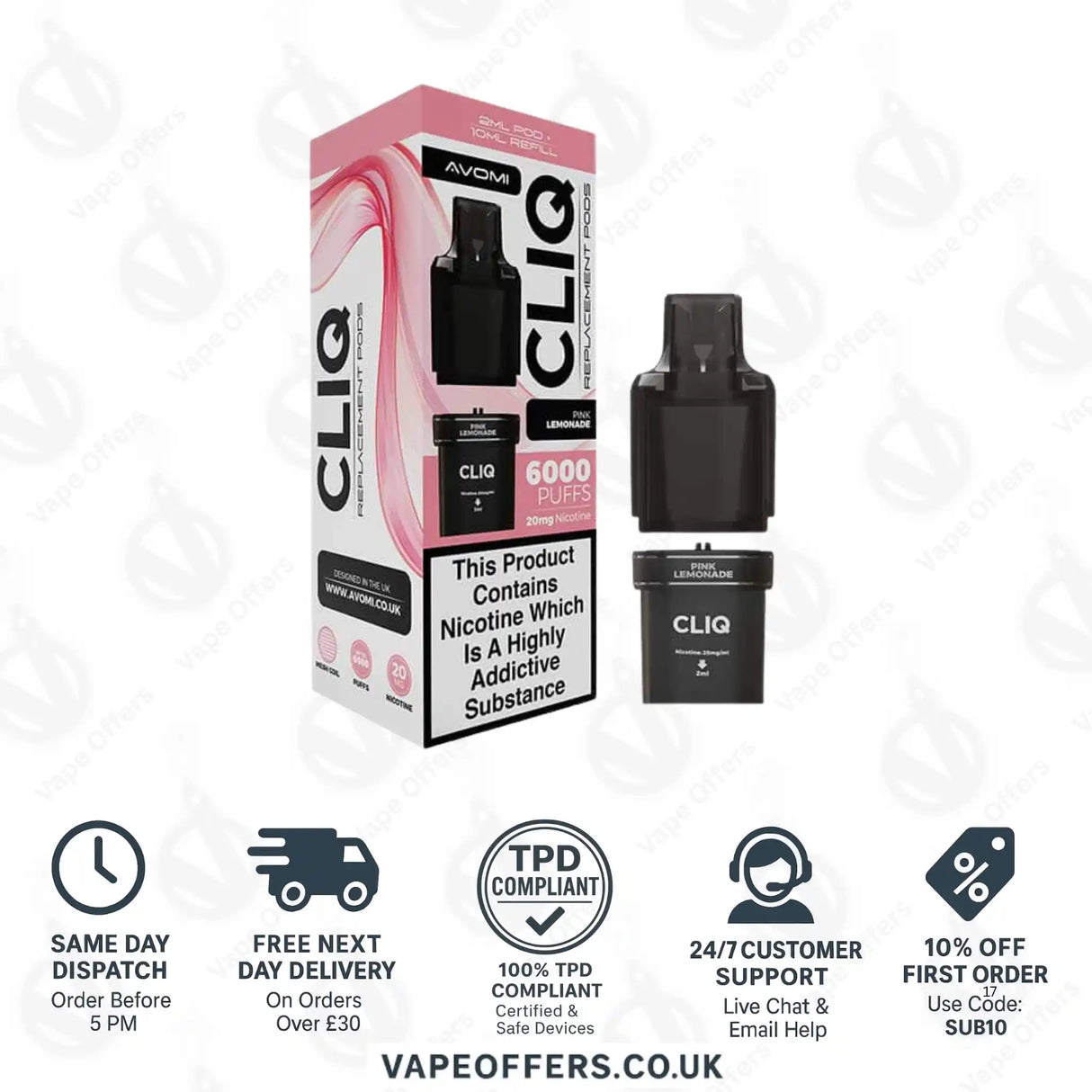 Avomi CLIQ Prefilled Pods + Refill Container Pink Lemonade
