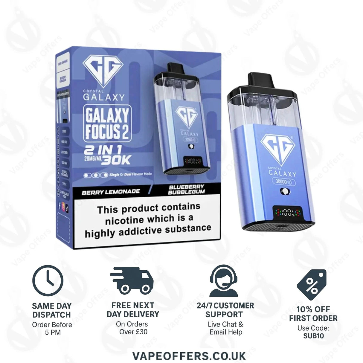 Crystal Galaxy Focus 2 30k Puffs Vape | 5 For £55