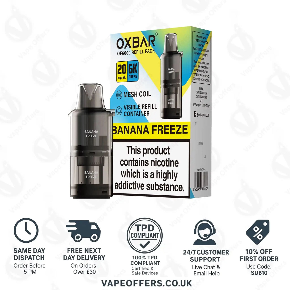 Banana Freeze OXBAR OF 6000 Prefilled Pod