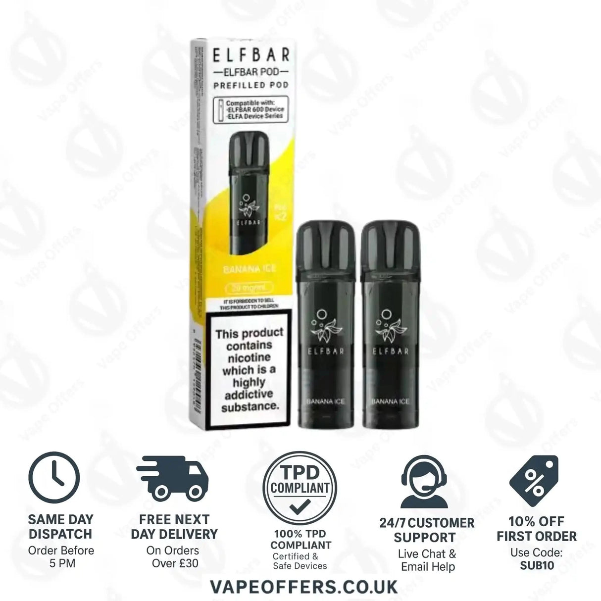 Banana Ice Elf Bar 600 Prefilled Pod