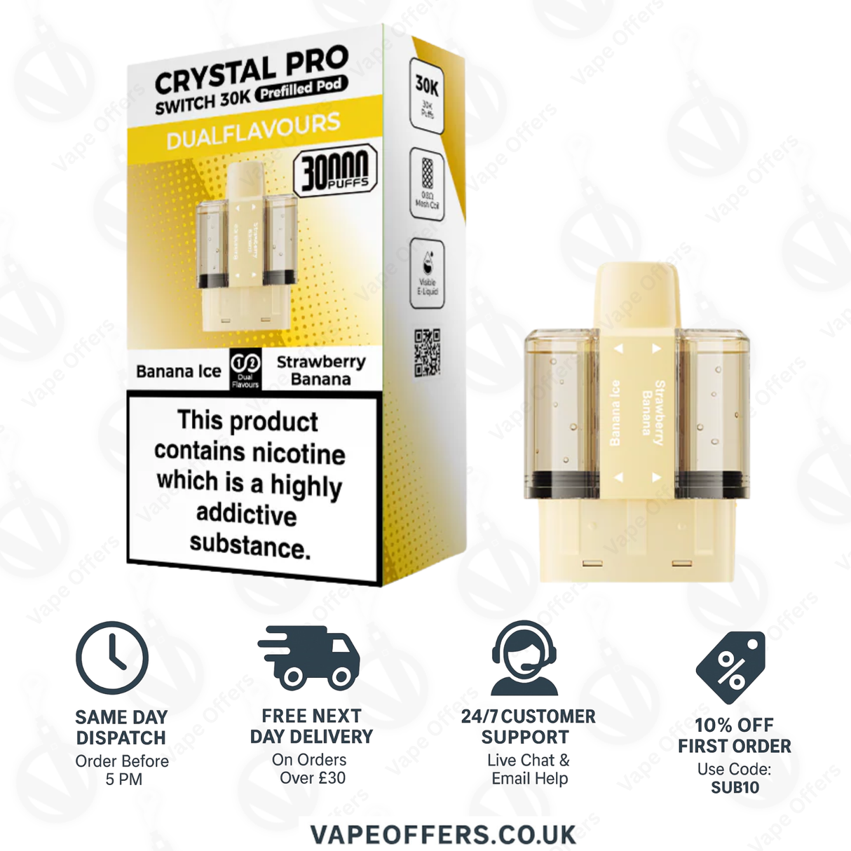 Crystal Pro Switch 30k Prefilled | Replacement Pods | 5 for £35