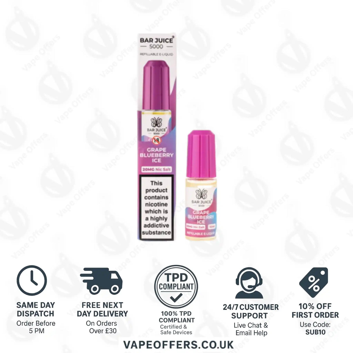 Bar Juice 5000 Grape Blueberry Ice Nic Salt