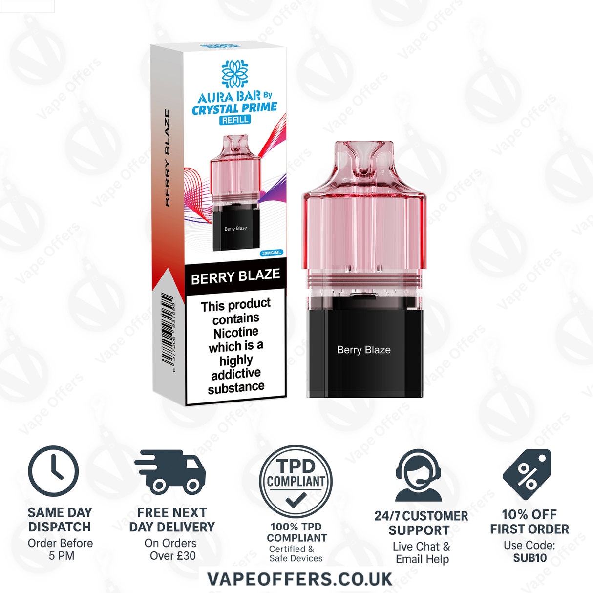 Berry Blaze Crystal Prime Aura Bar 10k Pod