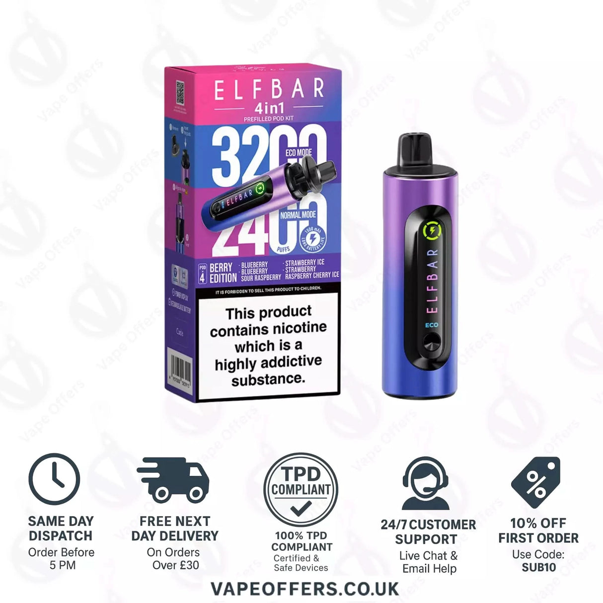 Berry Edition Elf Bar 4 in 1 3200 Puffs Prefilled Pod Kit