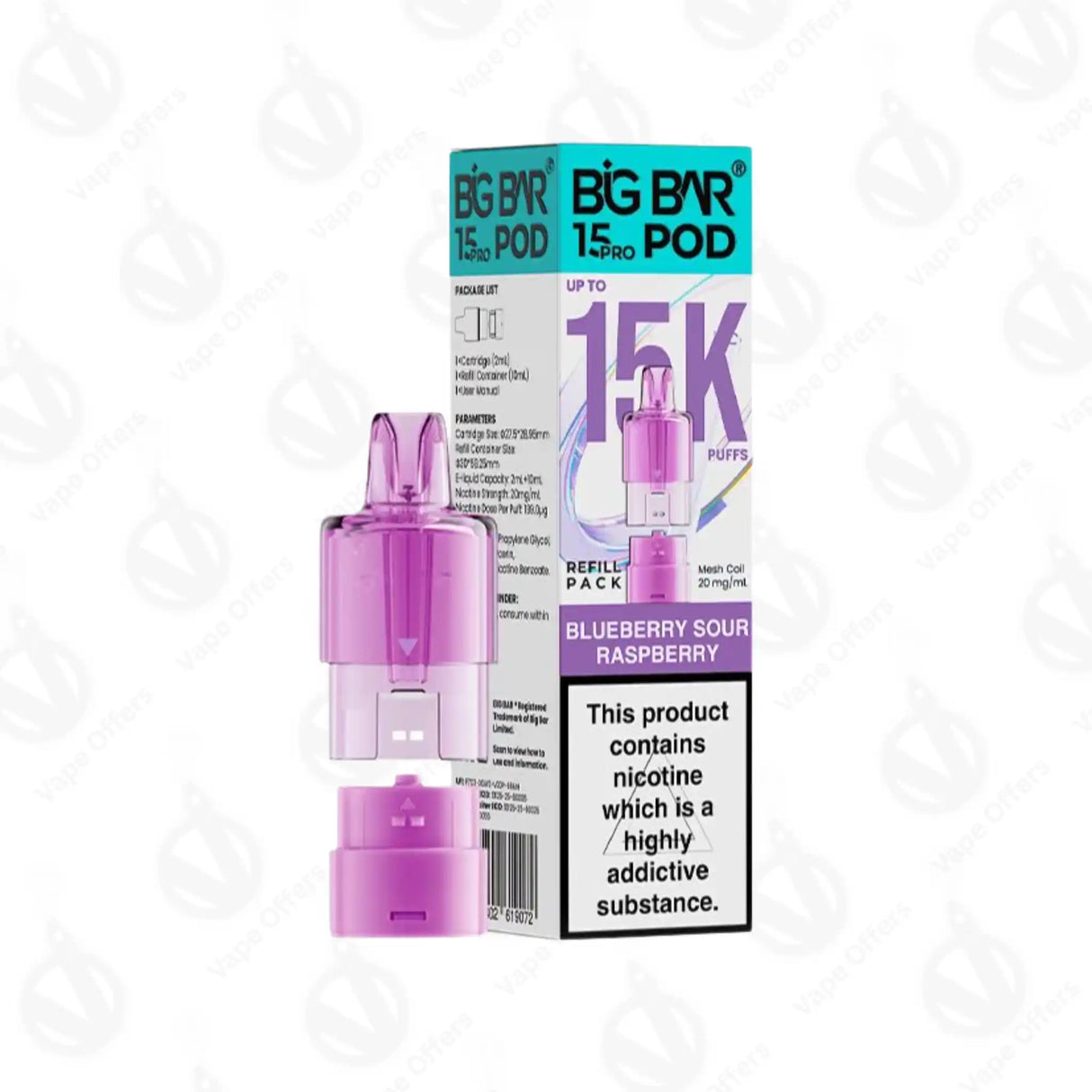 Big Bar 15K Pro Blueberry Sour Raspberry Replacement Pod