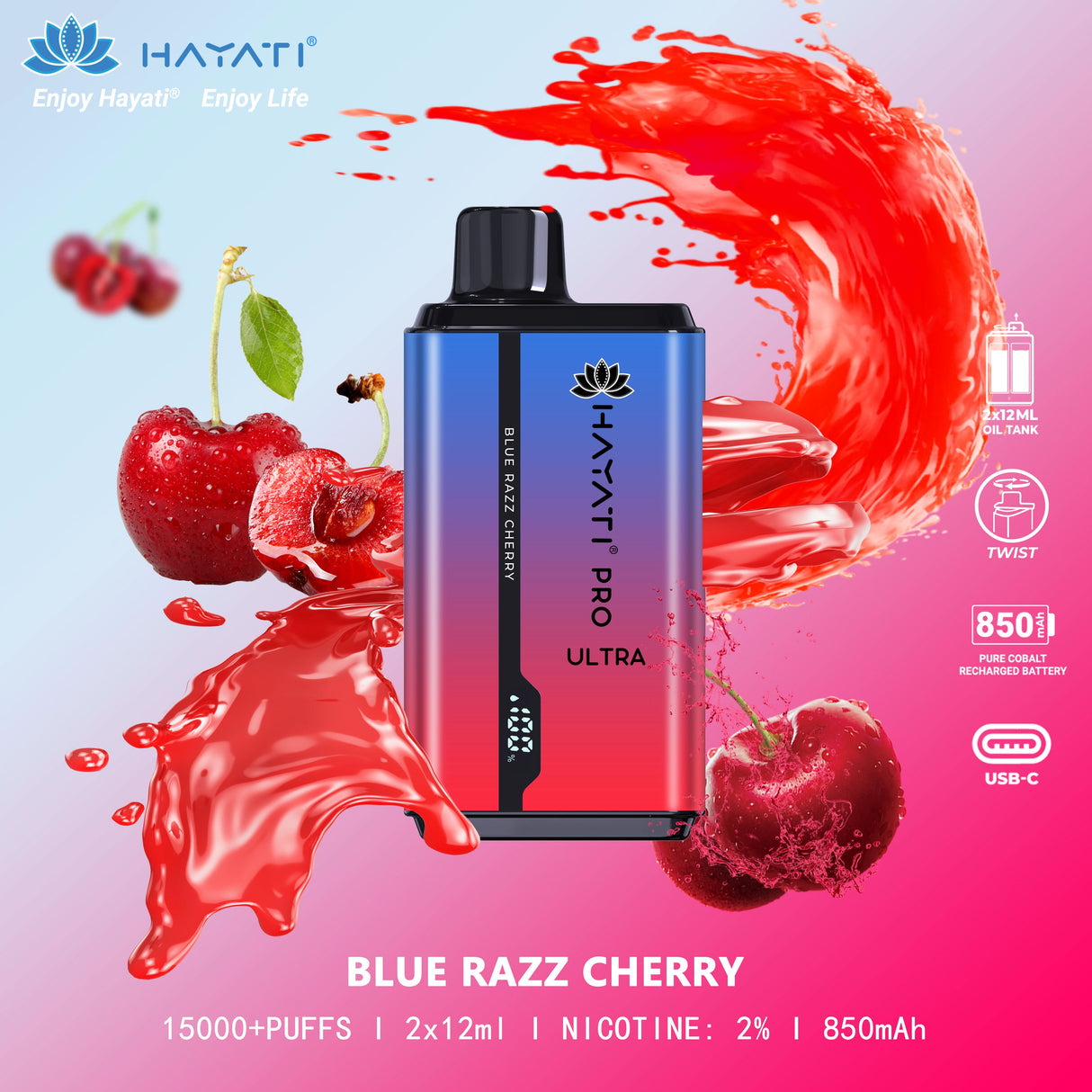 Blue Razz Cherry - Hayati Pro Ultra 15000 Puffs Vape