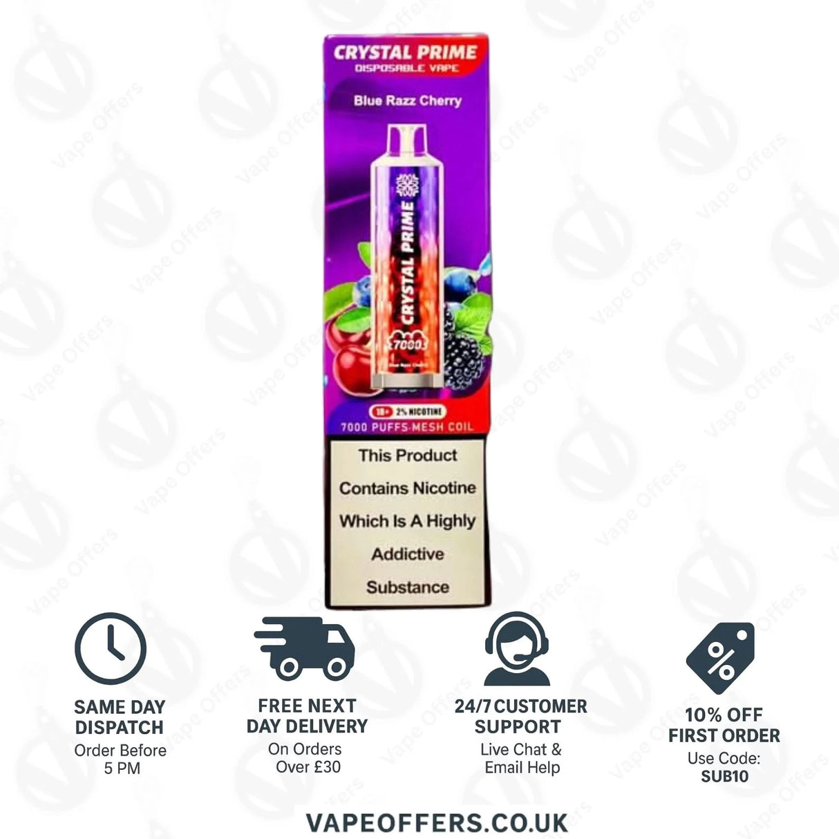 Blue Razz Cherry Crystal Prime 7000 Vape