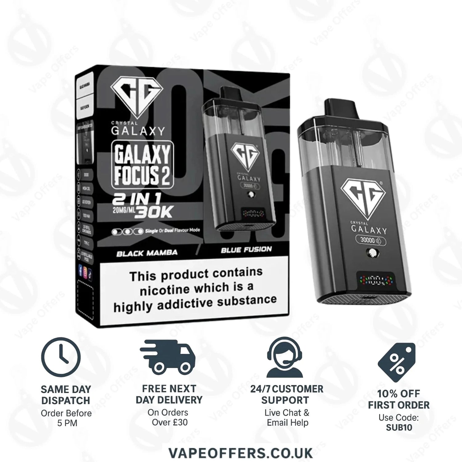 Crystal Galaxy Focus 2 30k Puffs Vape | 5 For £55