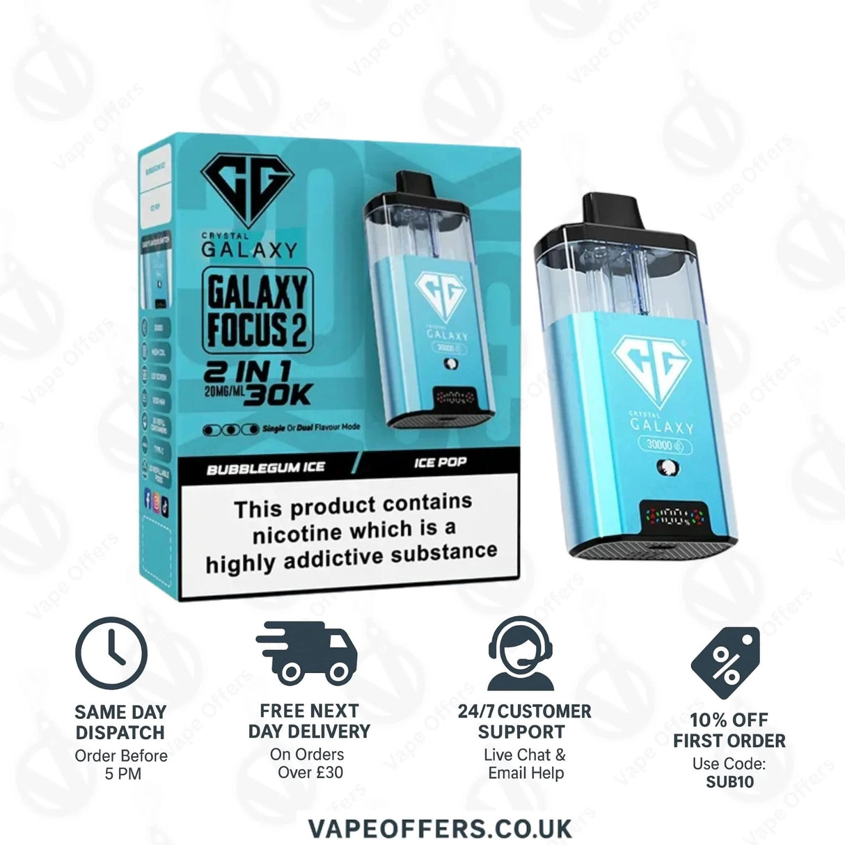 Crystal Galaxy Focus 2 30k Puffs Vape | 5 For £55