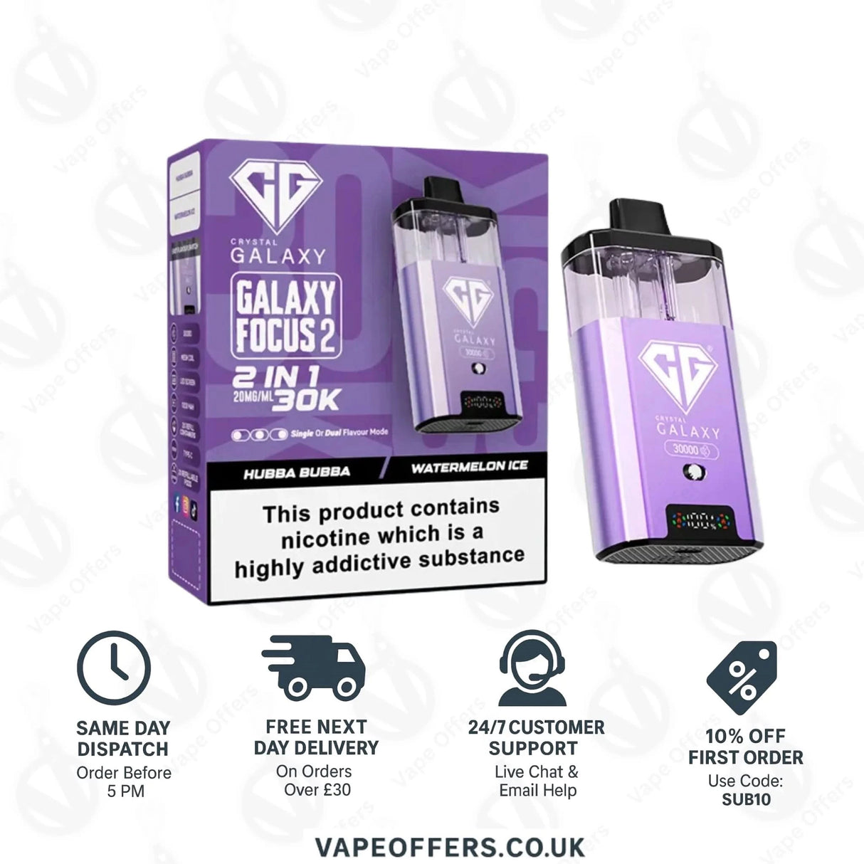 Crystal Galaxy Focus 2 30k Puffs Vape | 5 For £55