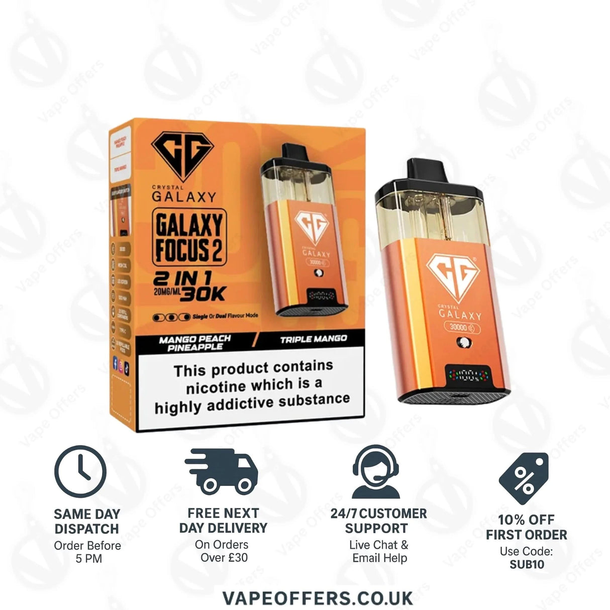 Crystal Galaxy Focus 2 30k Puffs Vape | 5 For £55