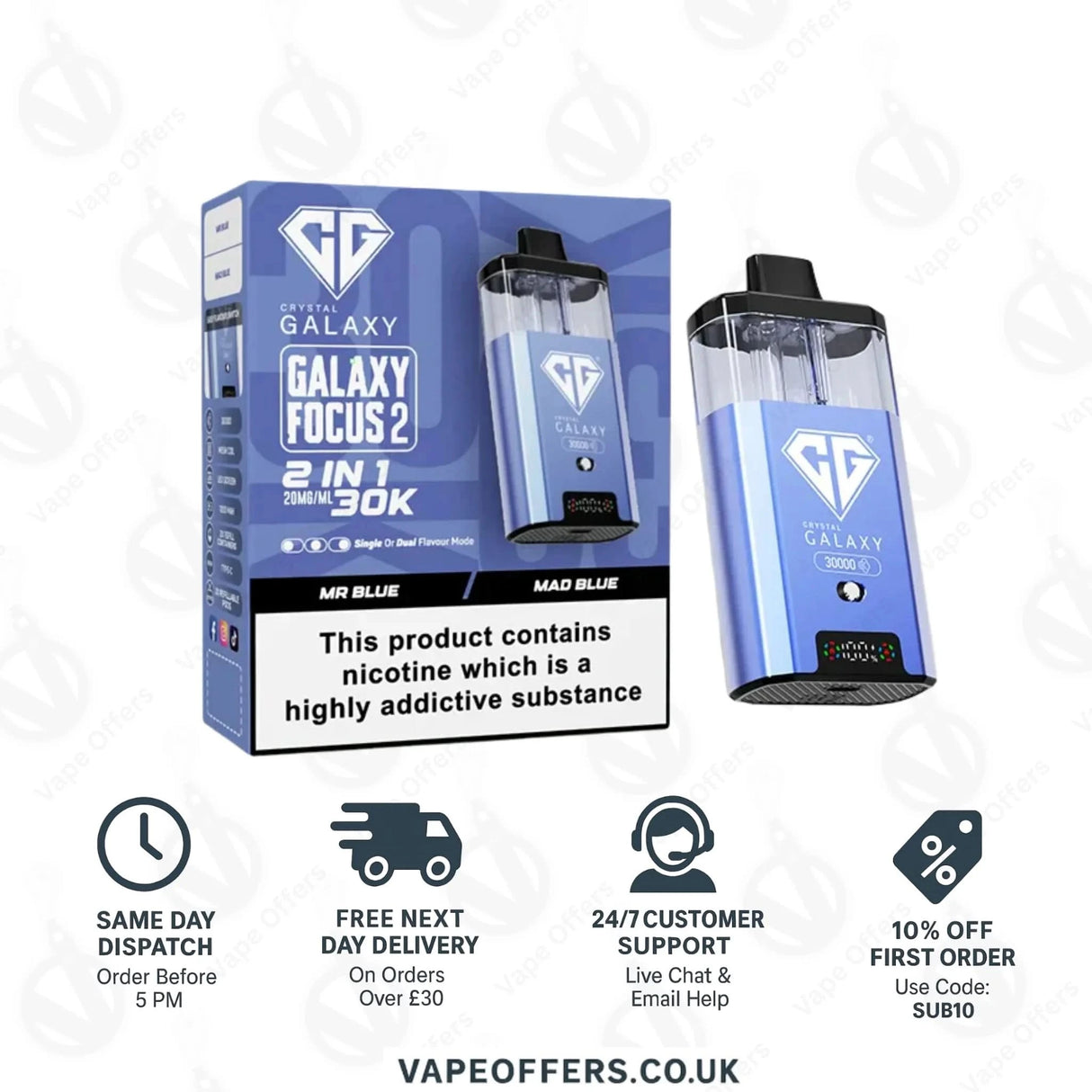 Crystal Galaxy Focus 2 30k Puffs Vape | 5 For £55