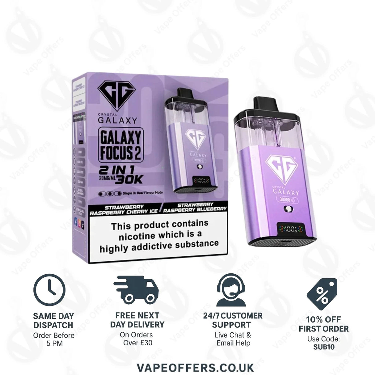 Crystal Galaxy Focus 2 30k Puffs Vape | 5 For £55