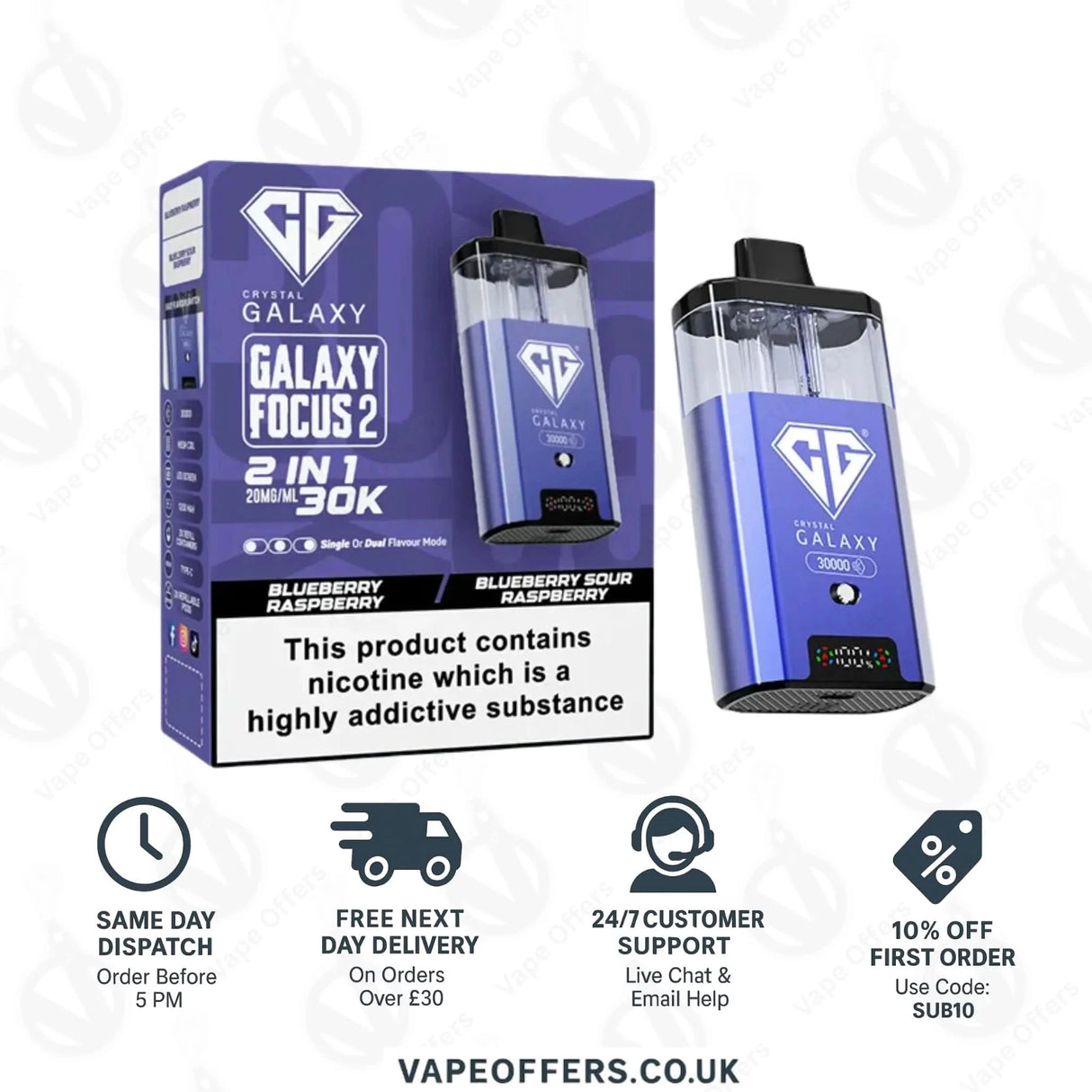 Crystal Galaxy Focus 2 30k Puffs Vape | 5 For £55