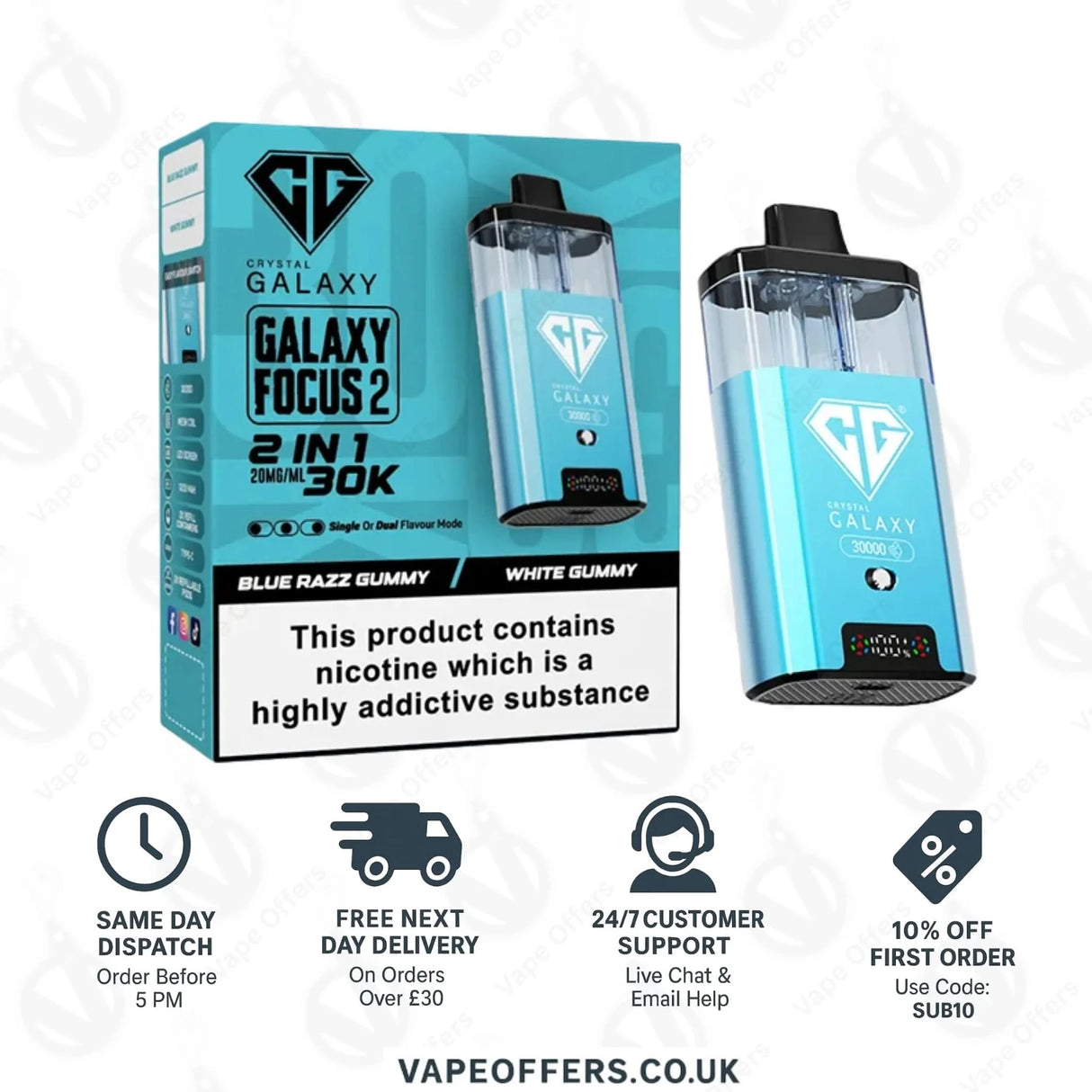 Crystal Galaxy Focus 2 30k Puffs Vape | 5 For £55