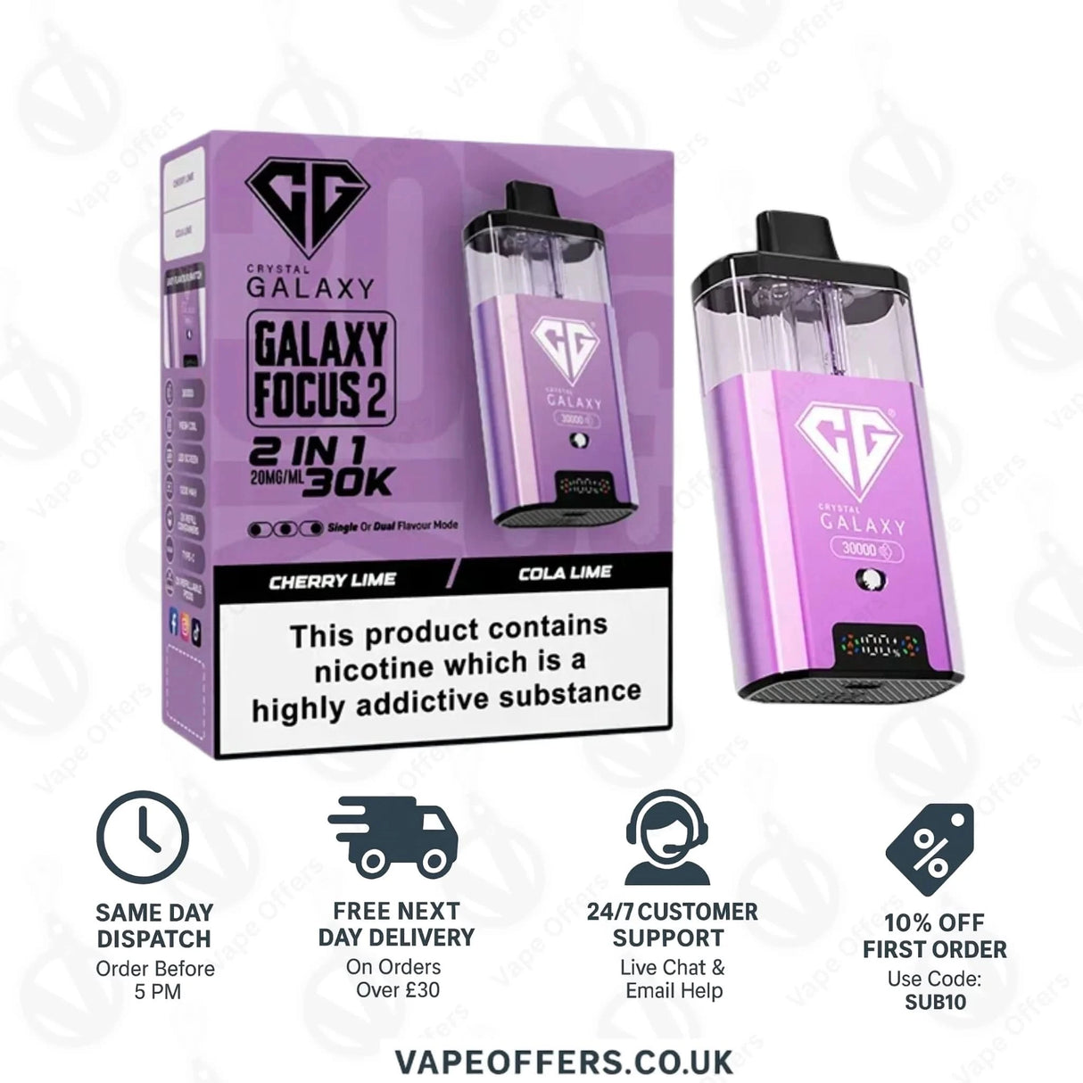 Crystal Galaxy Focus 2 30k Puffs Vape | 5 For £55