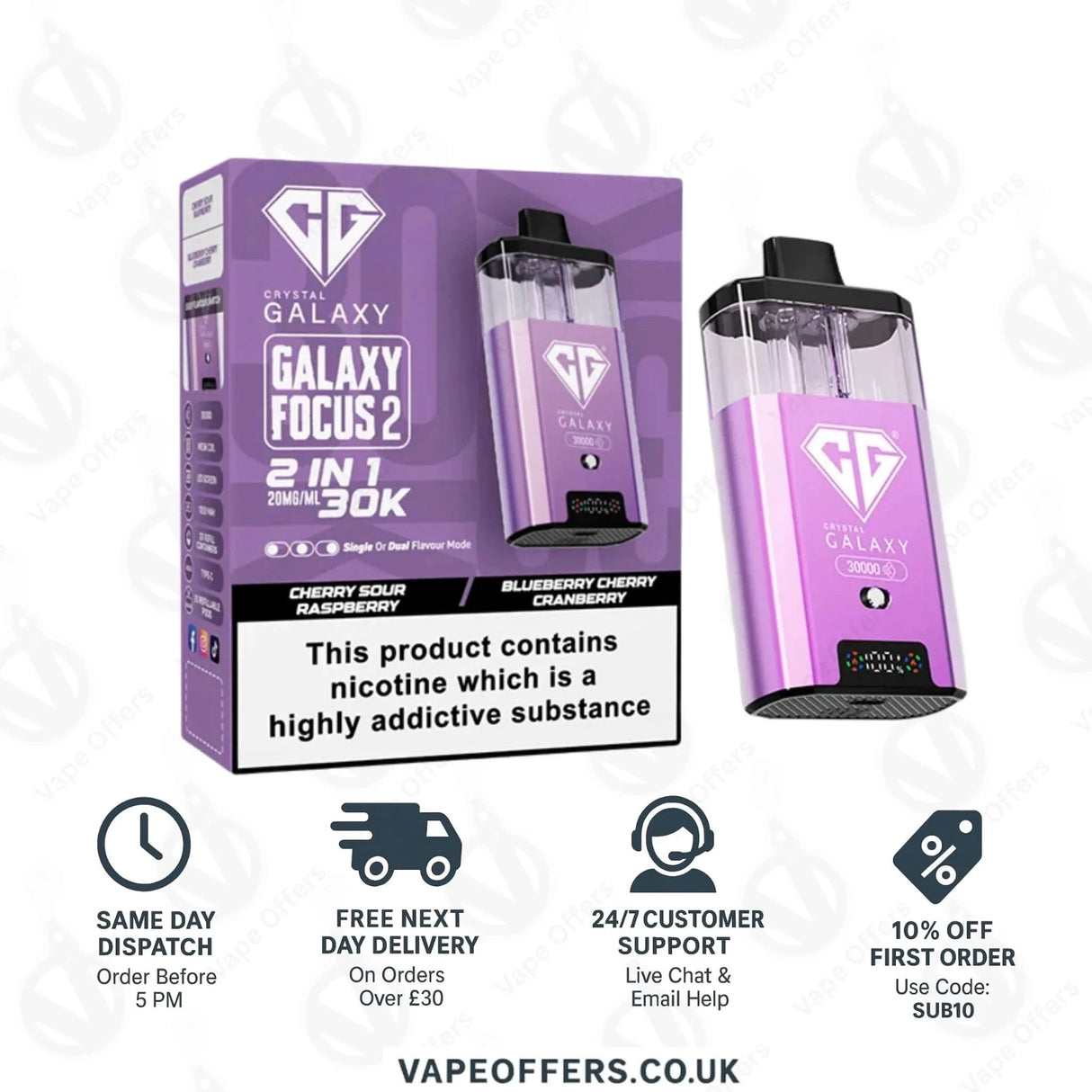 Crystal Galaxy Focus 2 30k Puffs Vape | 5 For £55