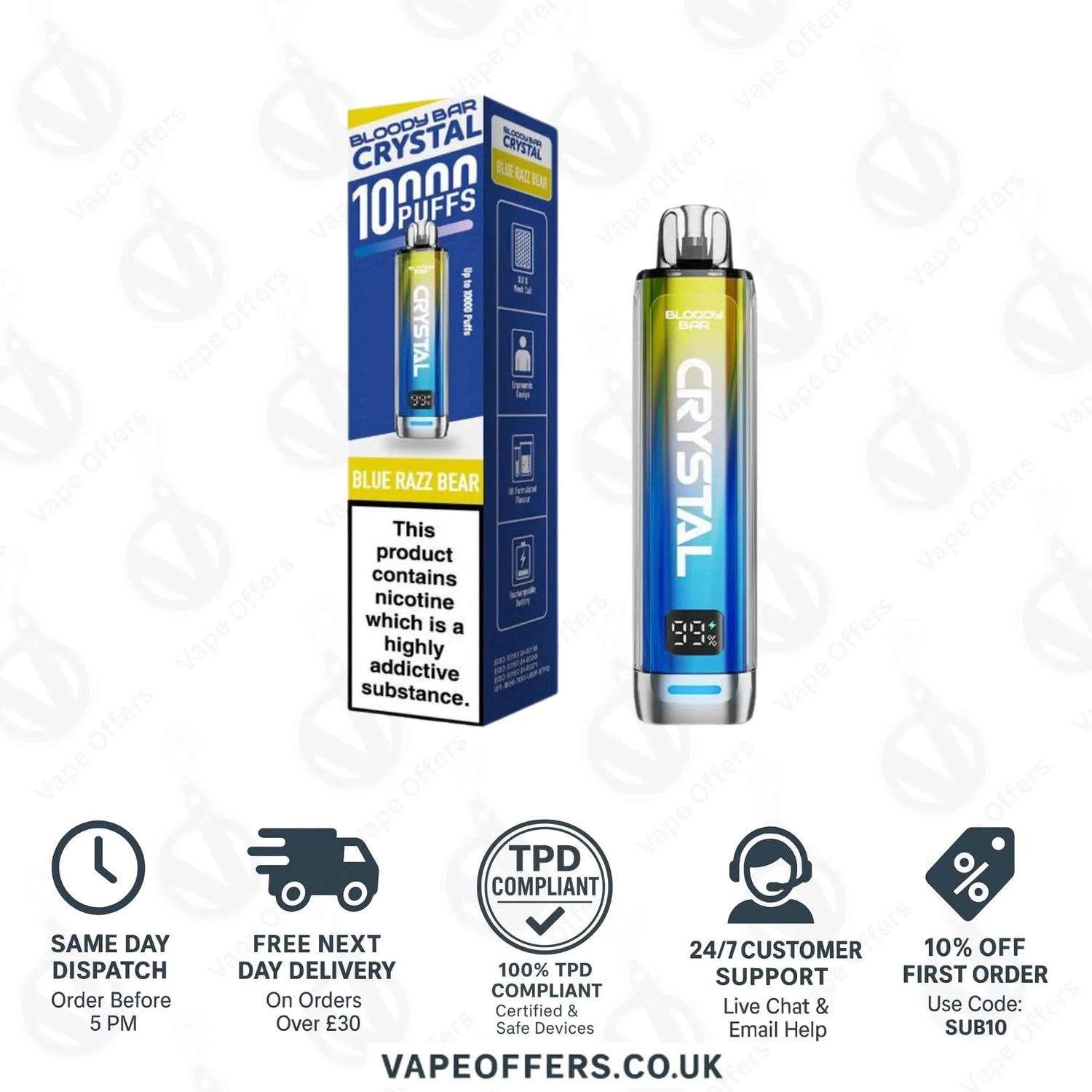 Blue Razz Bear Bloody Bar Crystal 10K Prefilled Pod Kit