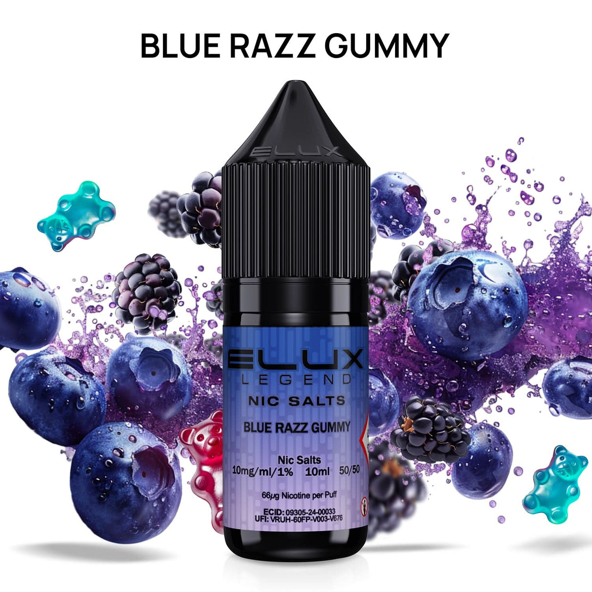 Blue Razz Gummy Elux Legend Nic Salt 10mg