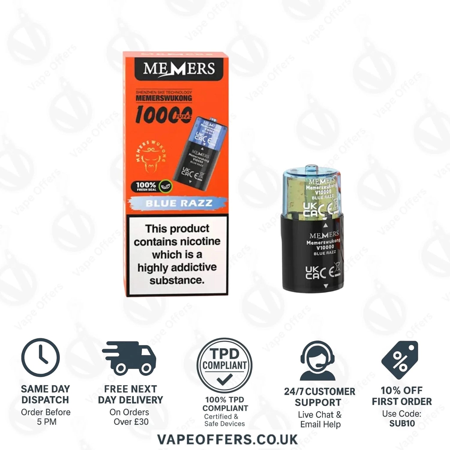 Blue Razz SKE Memers WuKong V10K Puffs Vape Pod