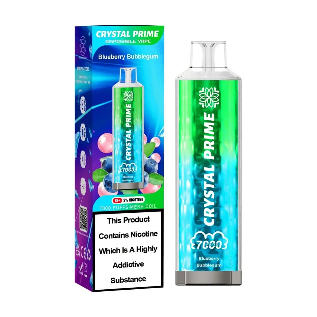 Blueberry Bubblegum Crystal Prime 7000 Vape