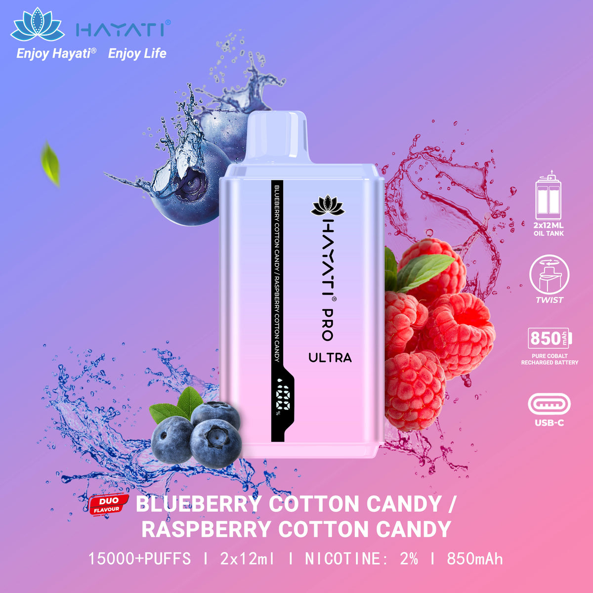 Blackcurrant Cotton Candy / Blue Raspberry Hayati Pro Ultra
