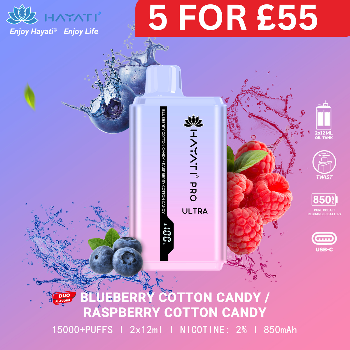 Blueberry Raspberry Cotton Candy Hayati Pro Ultra 15000 Puffs blueberry-raspberry-cotton-candy-hayati-pro-ultra-15000-puffs