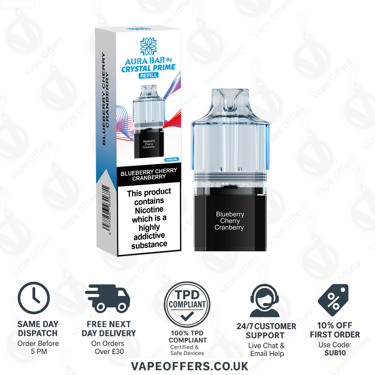 Blueberry Cherry Cranberry Crystal Prime Aura Bar 10k Pod