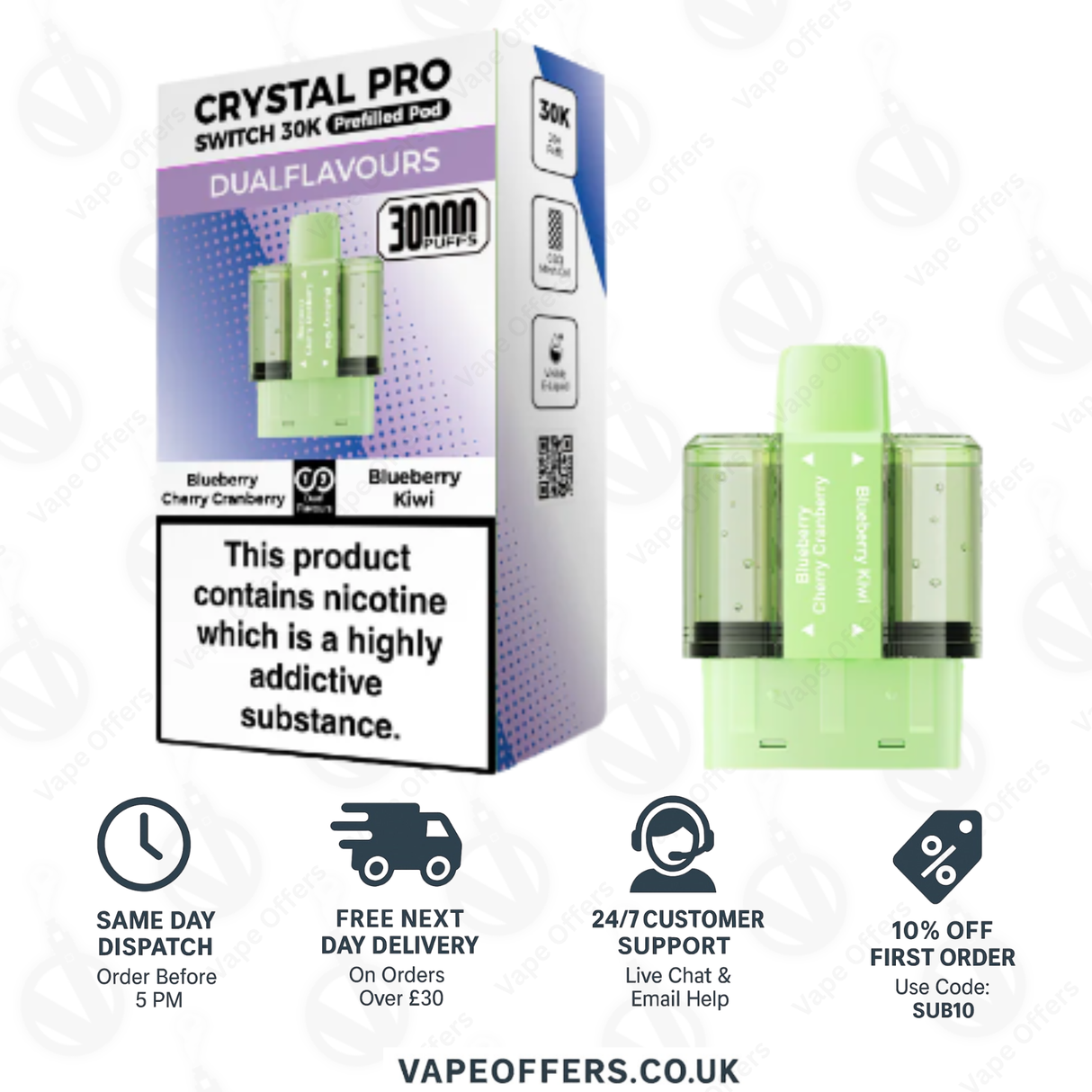 Crystal Pro Switch 30k Prefilled | Replacement Pods | 5 for £35