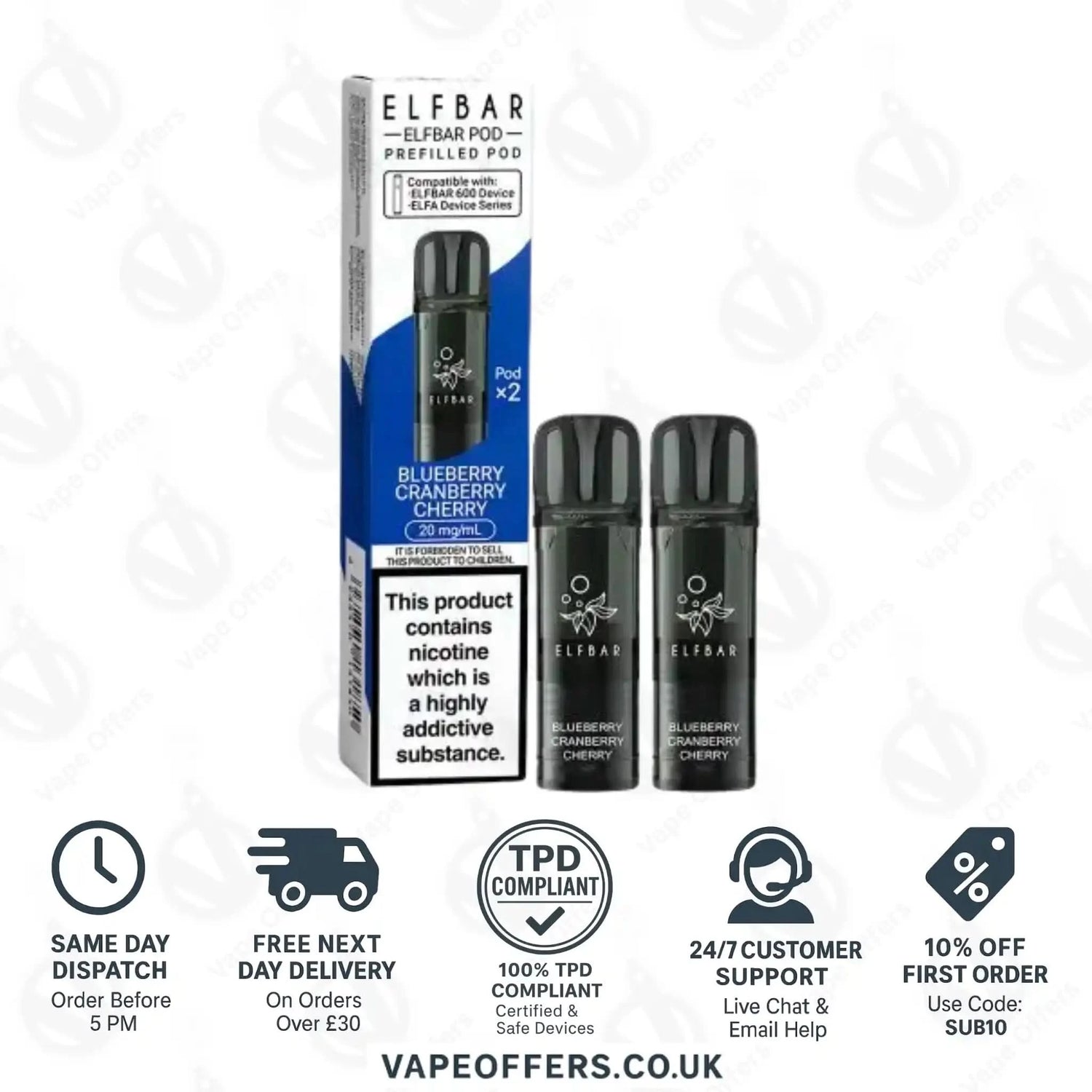 Blueberry Cranberry Cherry Elf Bar 600 Prefilled Pod