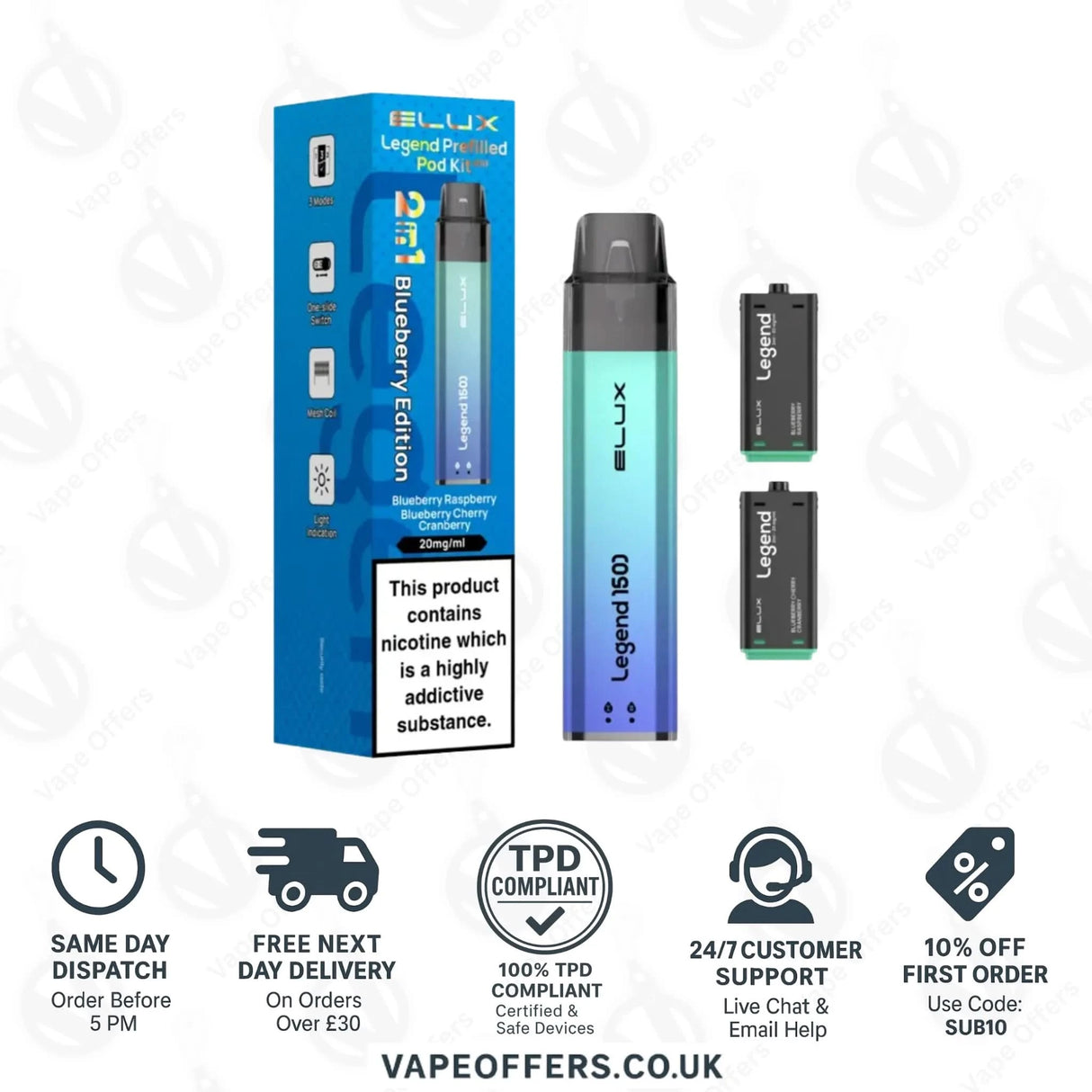 Blueberry Edition Elux Legend 1500 2in1 Prefilled Pod Kit