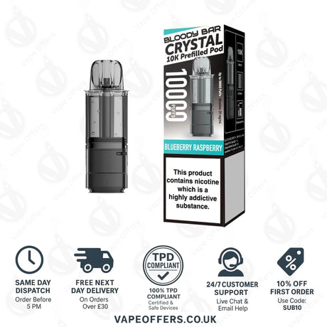 Blueberry Raspberry Bloody Bar Crystal 10K Prefilled Pod