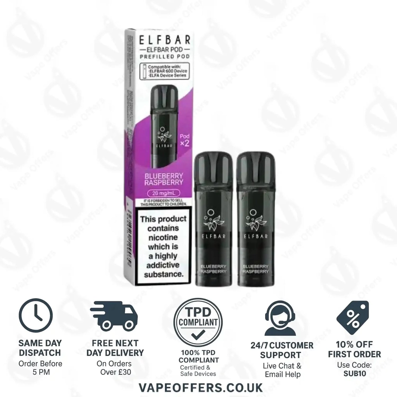 Blueberry Raspberry Elf Bar 600 Prefilled Pod