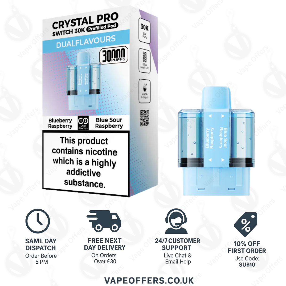 Crystal Pro Switch 30k Prefilled | Replacement Pods | 5 for £35