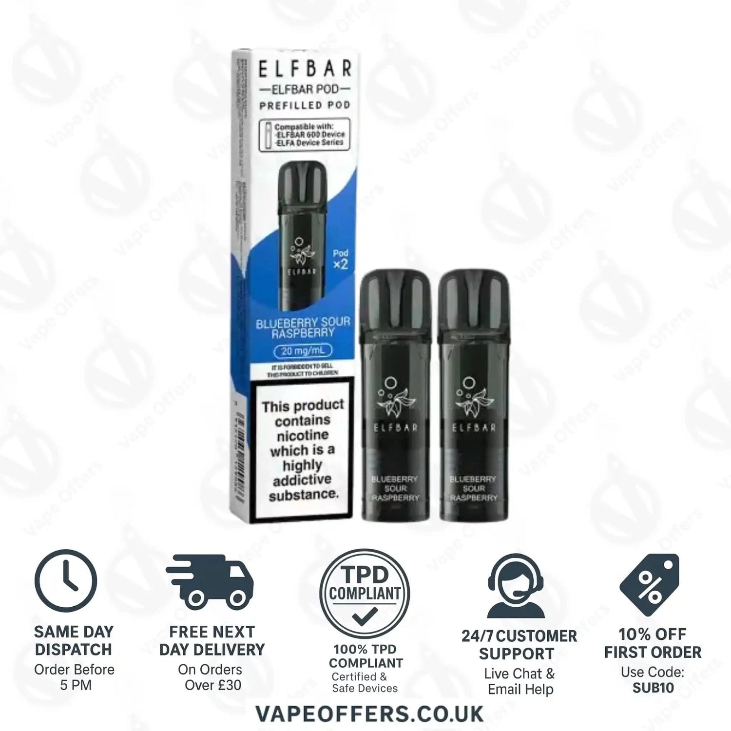 Blueberry Sour Raspberry Elf Bar 600 Prefilled Pod