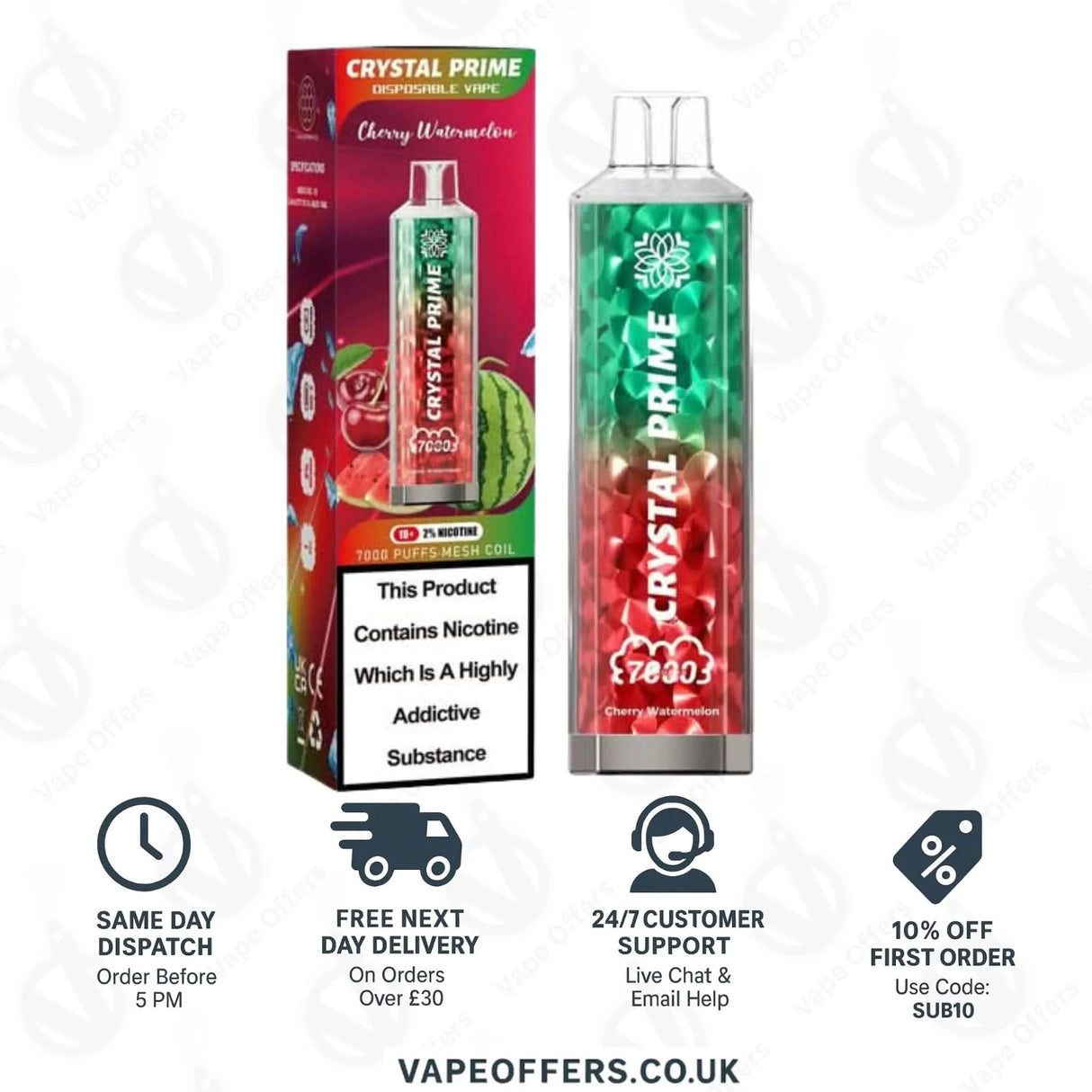 Cherry Watermelon Crystal Prime 7000 Vape