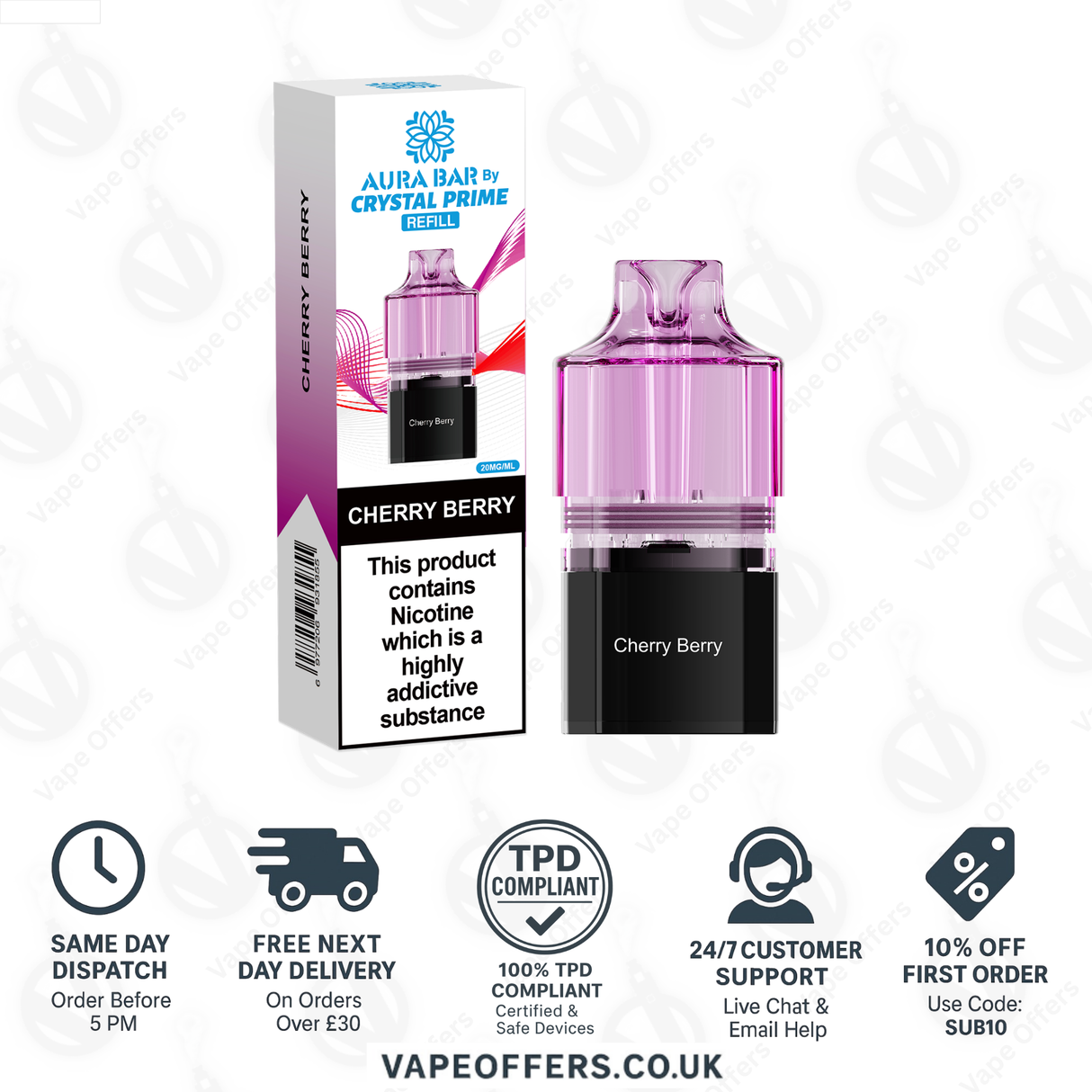 Cherry Berry Crystal Prime Aura Bar 10k Pod