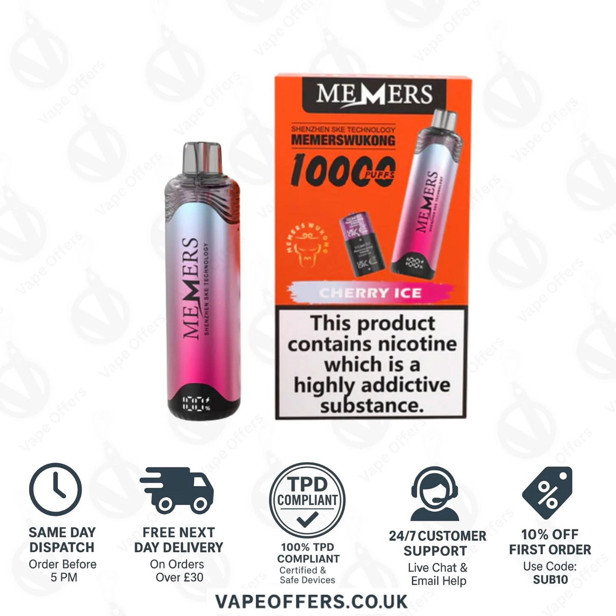 Cherry Ice SKE Memers WuKong V10K Puffs Vape Kit