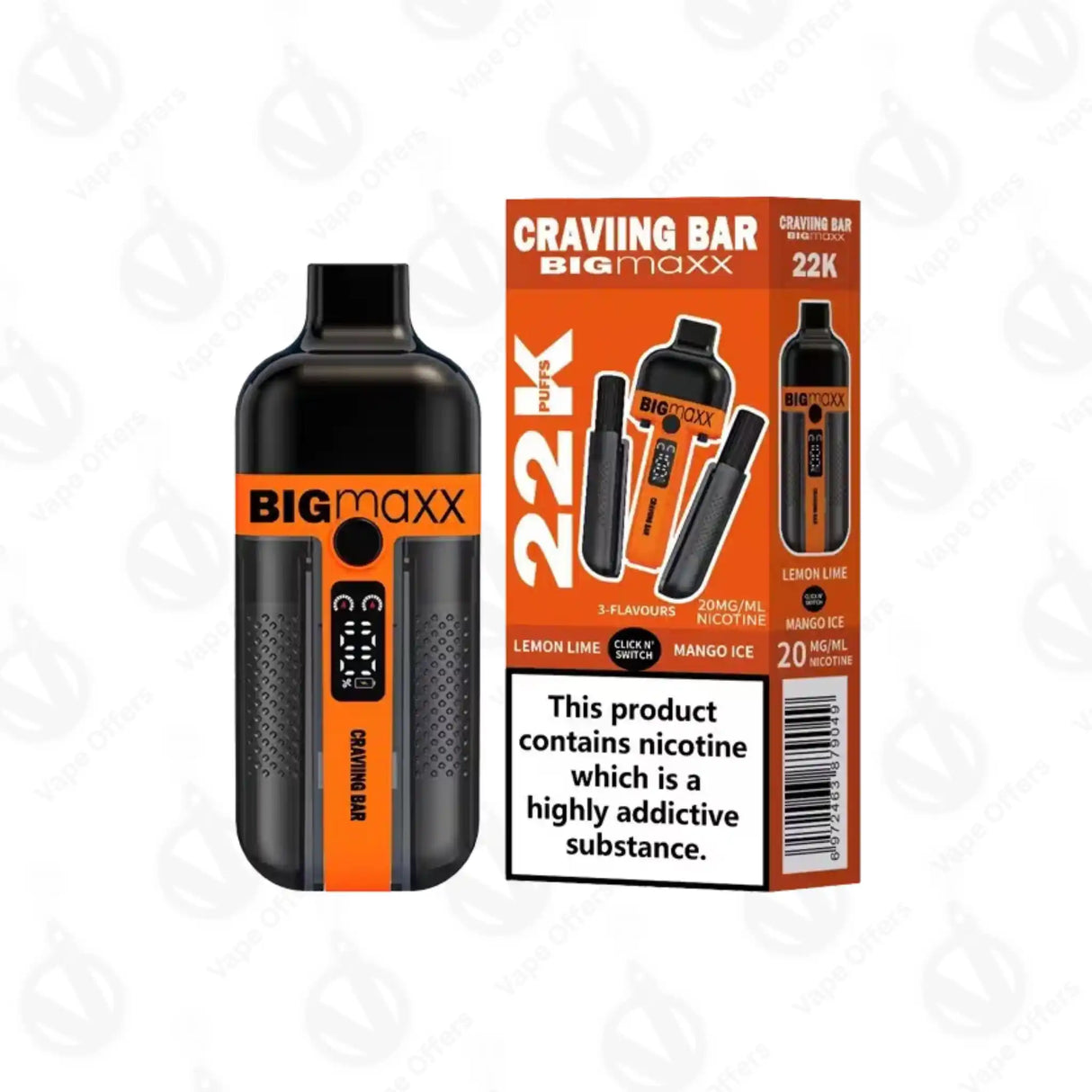 Craving Bar Big Maxx 22k Lemon Lime and Mango Ice Prefilled Vape kit